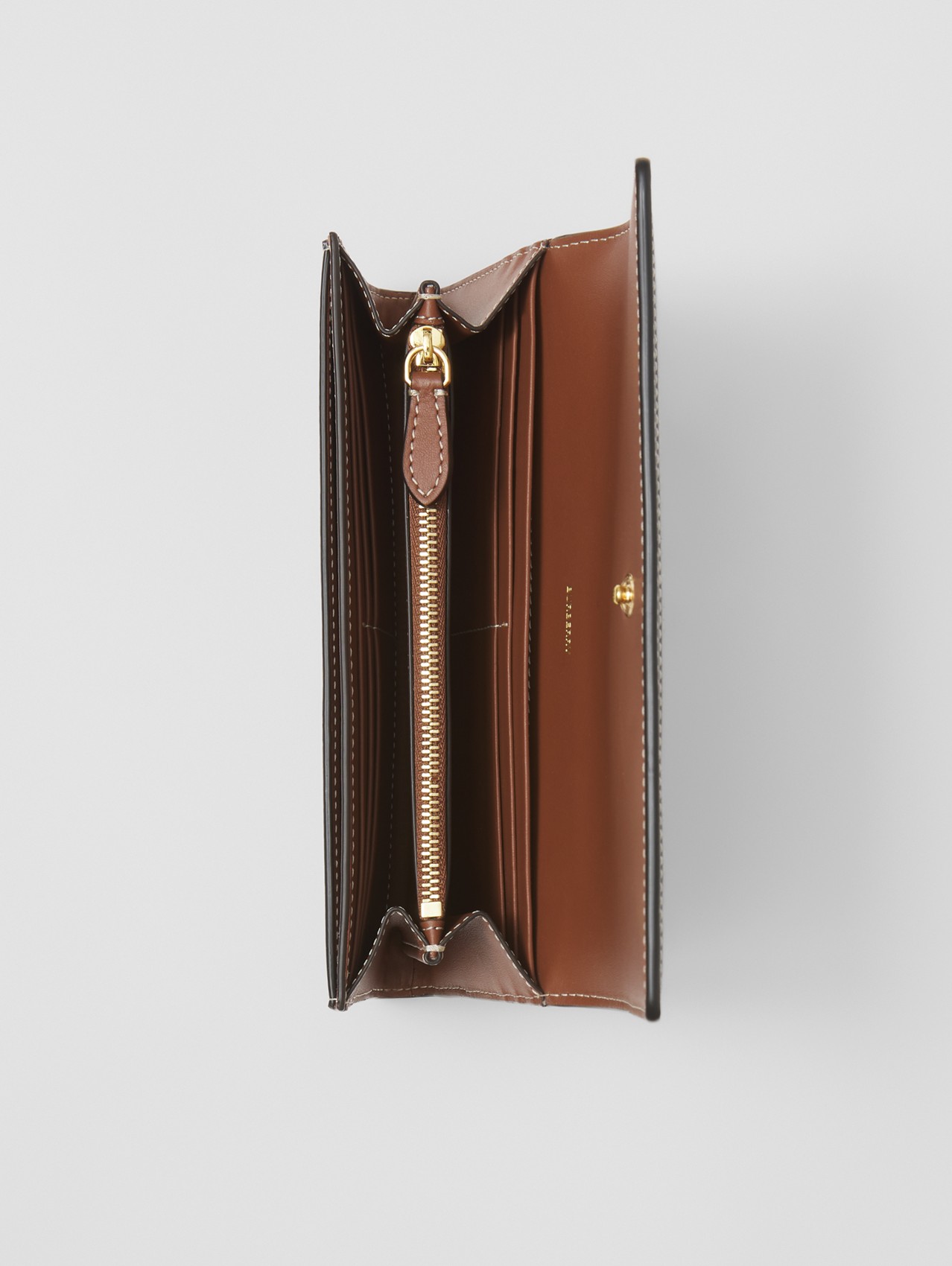 Brieftasche aus Baumwollcanvas mit Horseferry-Aufdruck (Schwarz/hellbraun)