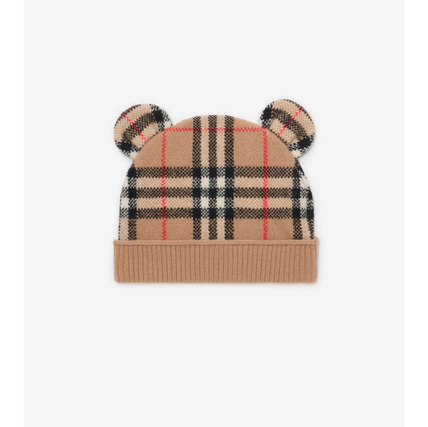 Check Wool Cashmere Teddy Beanie