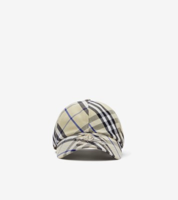 Check Cotton Blend Baseball Cap in Lichen - Men | Burberry® Official