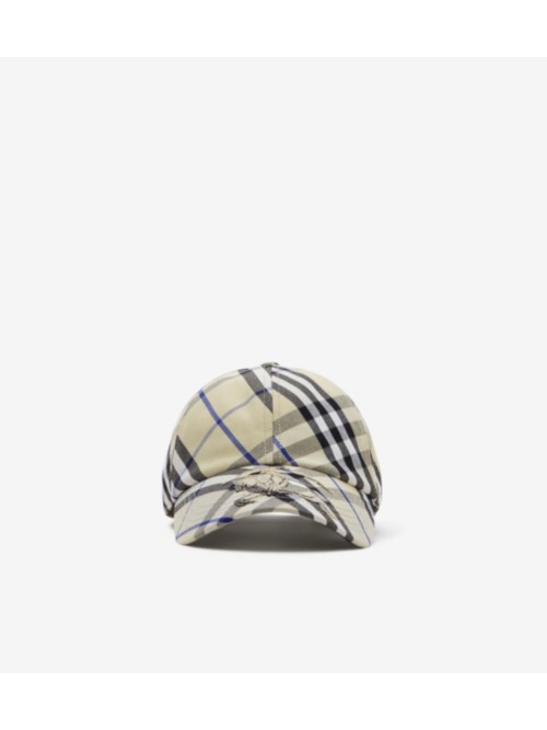 Shop Burberry Check Cotton Blend Baseball Cap In Lichen