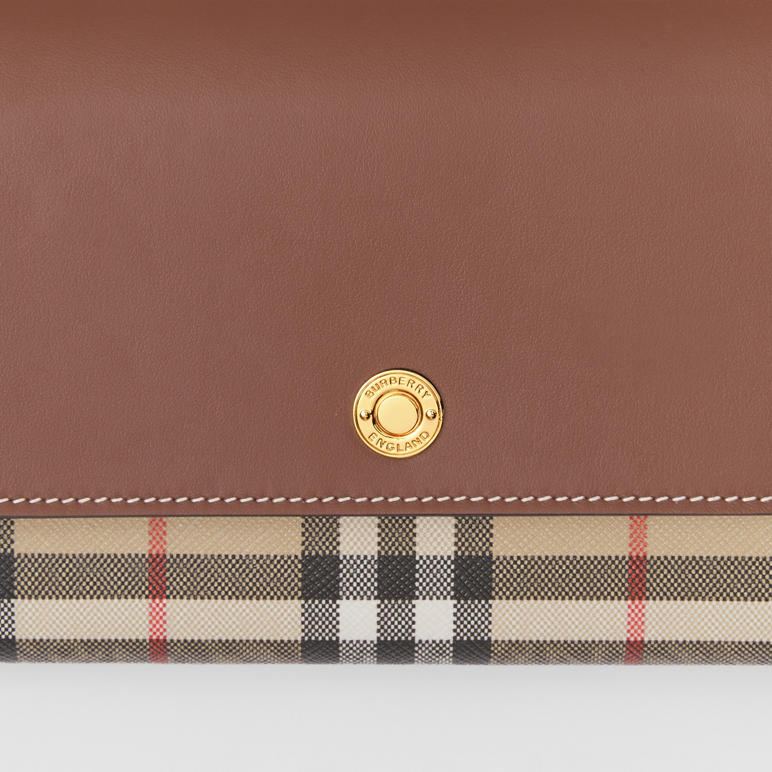 Check and Leather Wallet with Detachable Strap in Archive Beige/tan - Women | Burberry® Official - 2