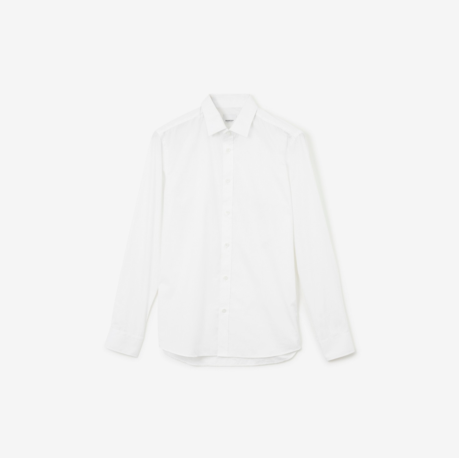 Camisa de algodão com monograma em corte slim (Branco) - Homens | Burberry® oficial