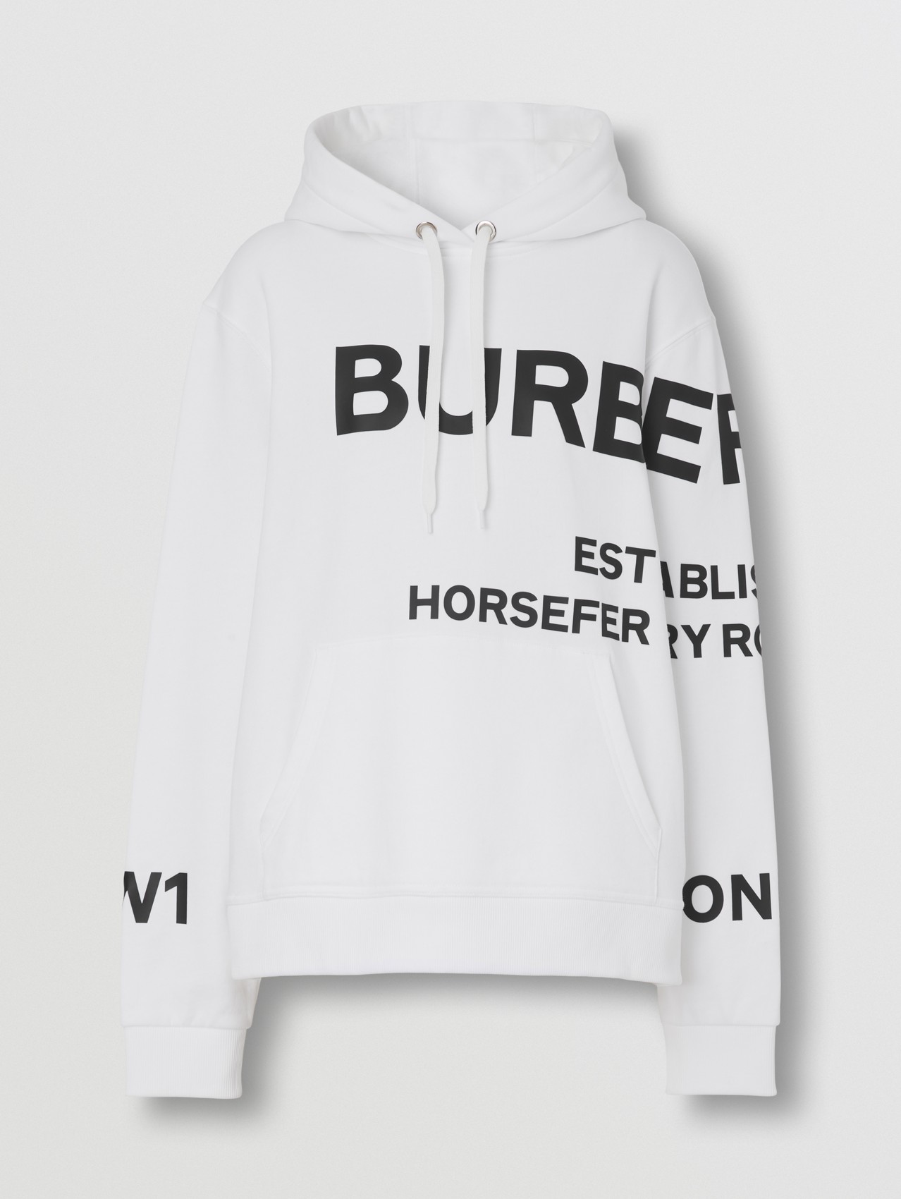 Horseferry Print Cotton Oversized Hoodie in White