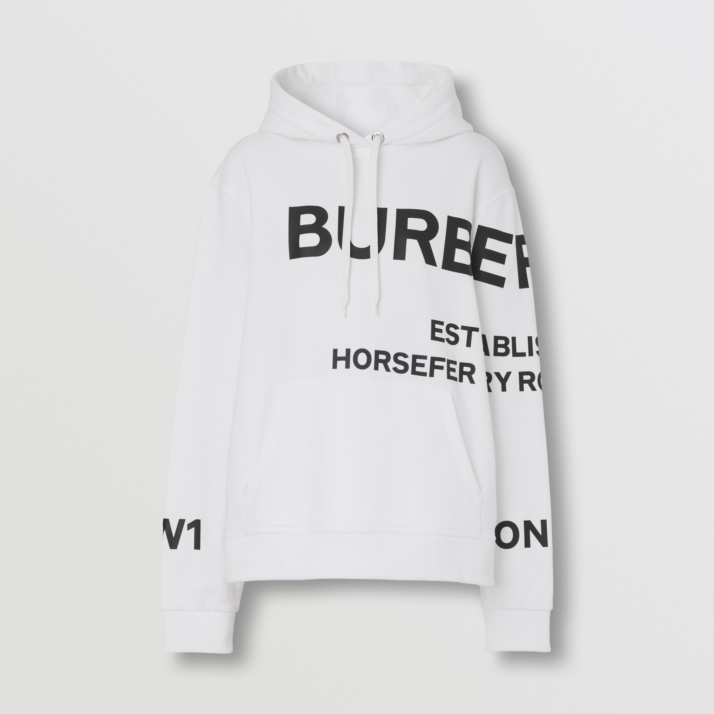 Horseferry Print Cotton Oversized Hoodie in White - Women | Burberry® Official - 4