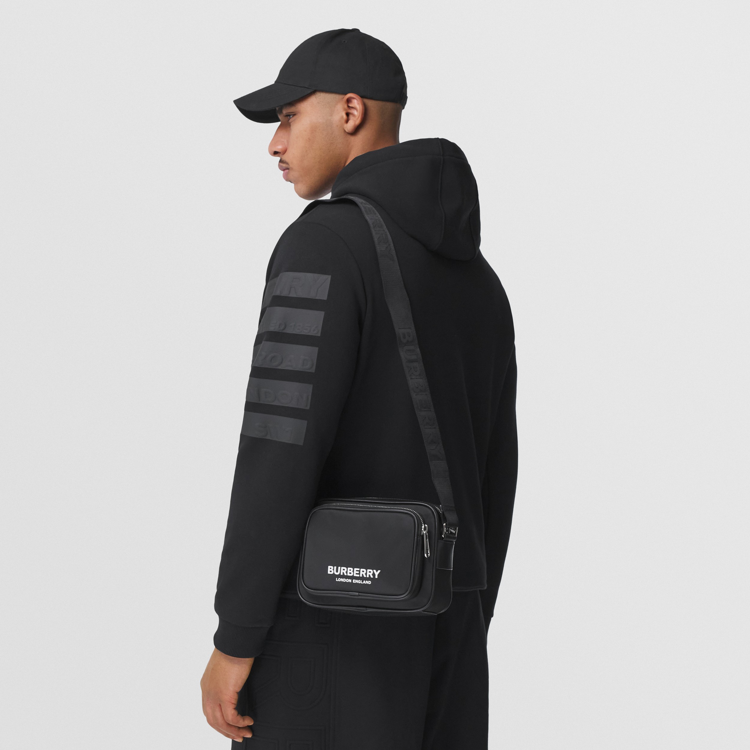 Logo Print Nylon Crossbody Bag in Black | Burberry® Official - 3