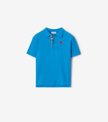 Cotton Piqué Polo Shirt in Poppy blue | Burberry® Official