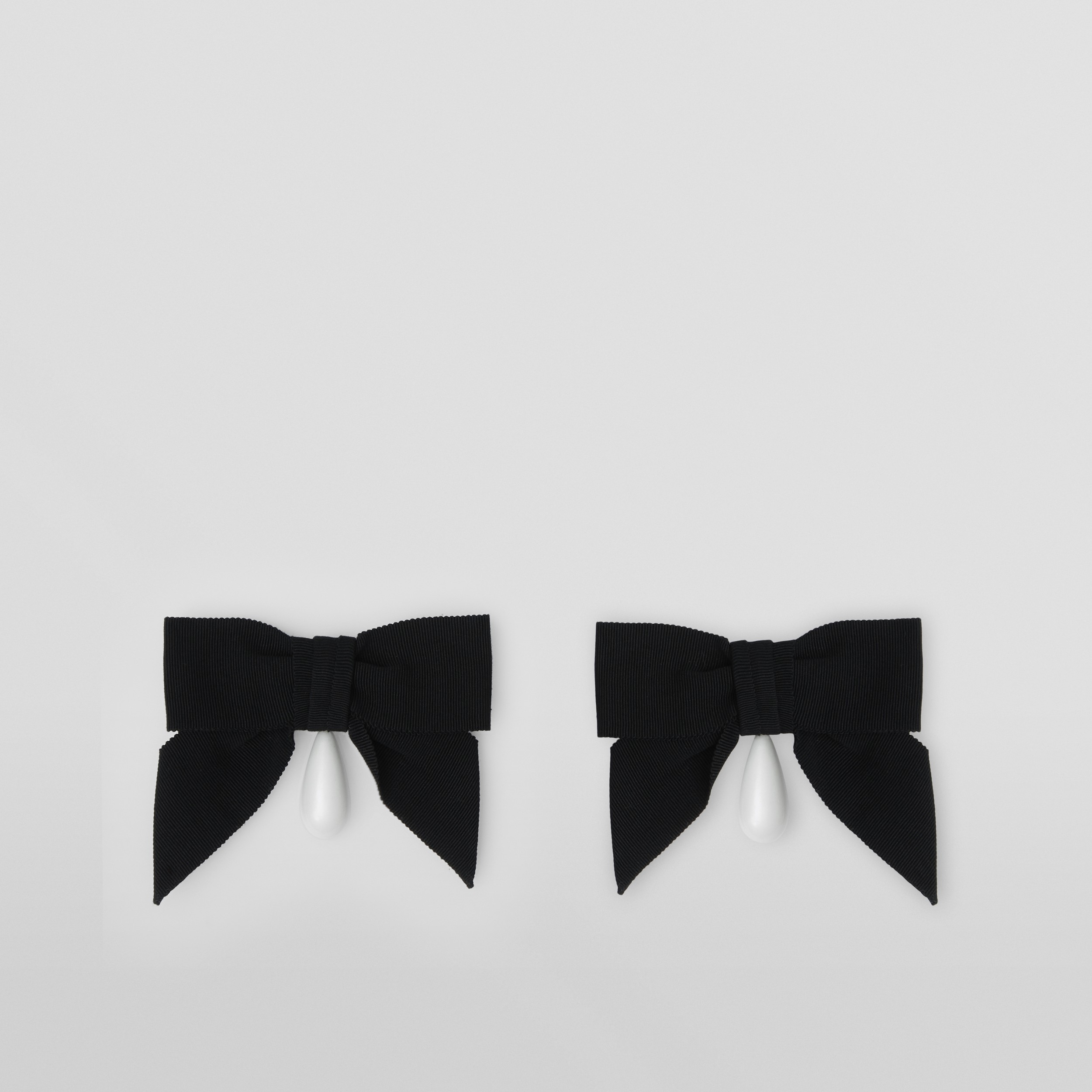 Resin Pearl Detail Oversized Bow Earrings in Black - Women | Burberry® Official - 1