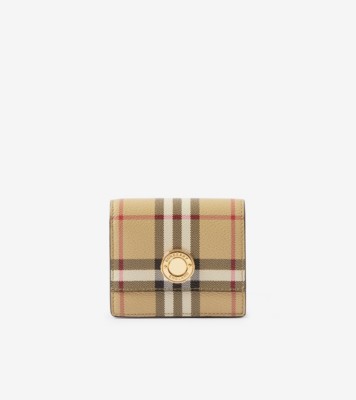 Burberry Women's Sandon Floral Plaid Card Case In Archive Beige