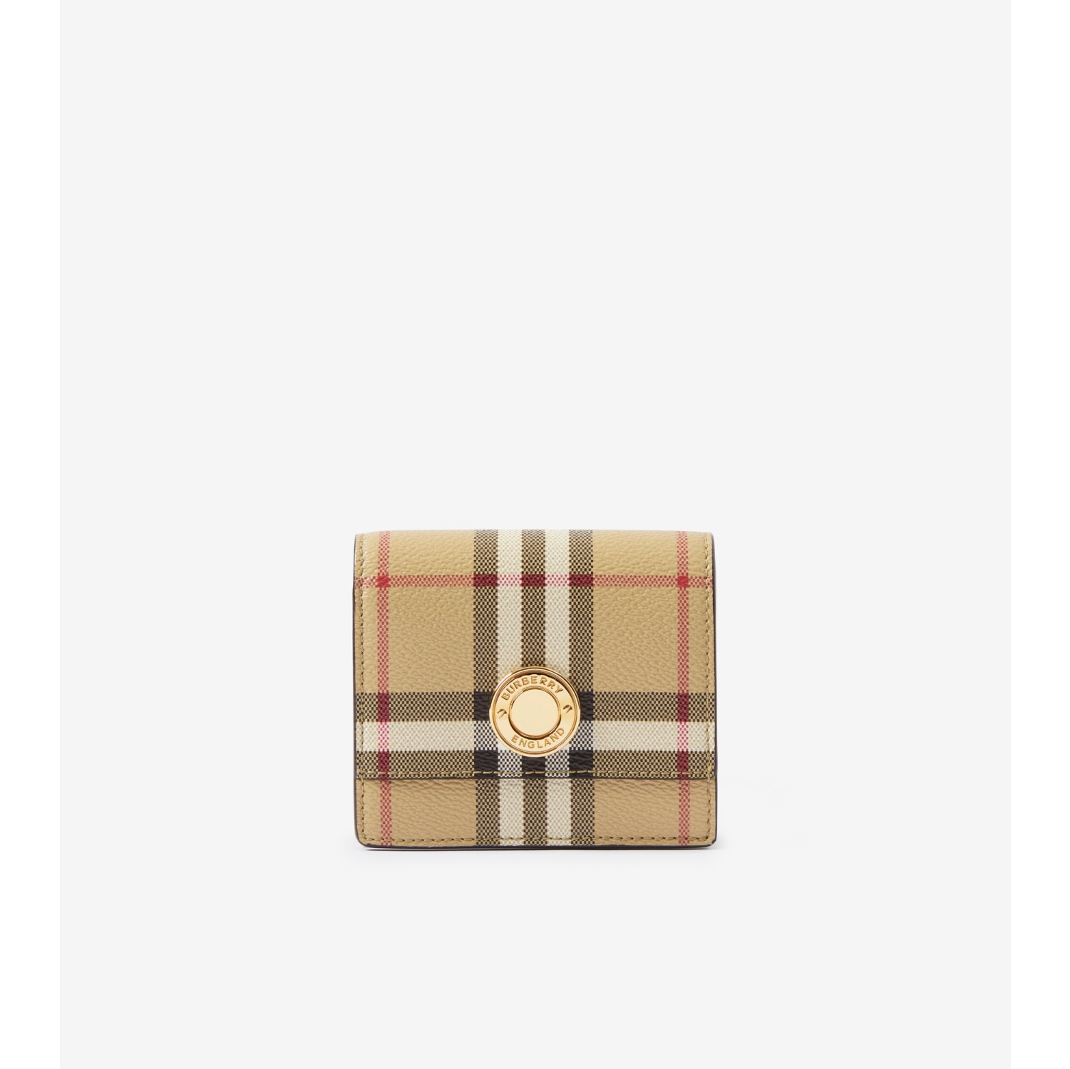 Check and Leather Zip Wallet in Archive Beige/briar Brown - Women |  Burberry® Official