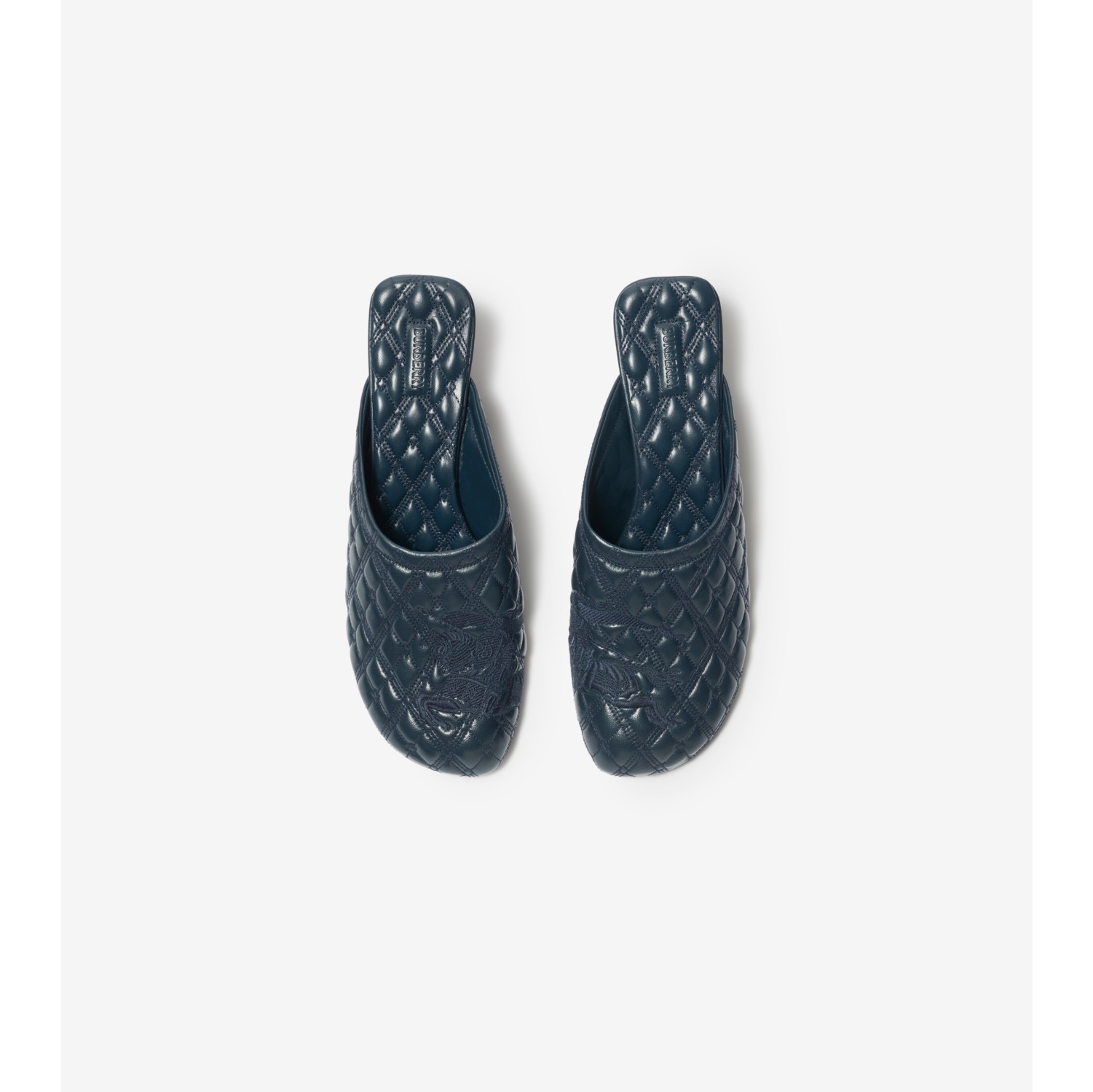 Burberry EKD Leather Baby Mules in Lake - Women | Burberry