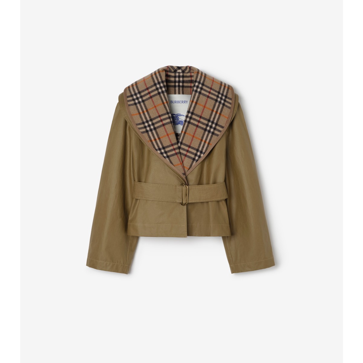  Check Cropped Jacket with Check Warmer