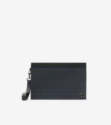 Check Zip Pouch in Navy - Men | Burberry® Official