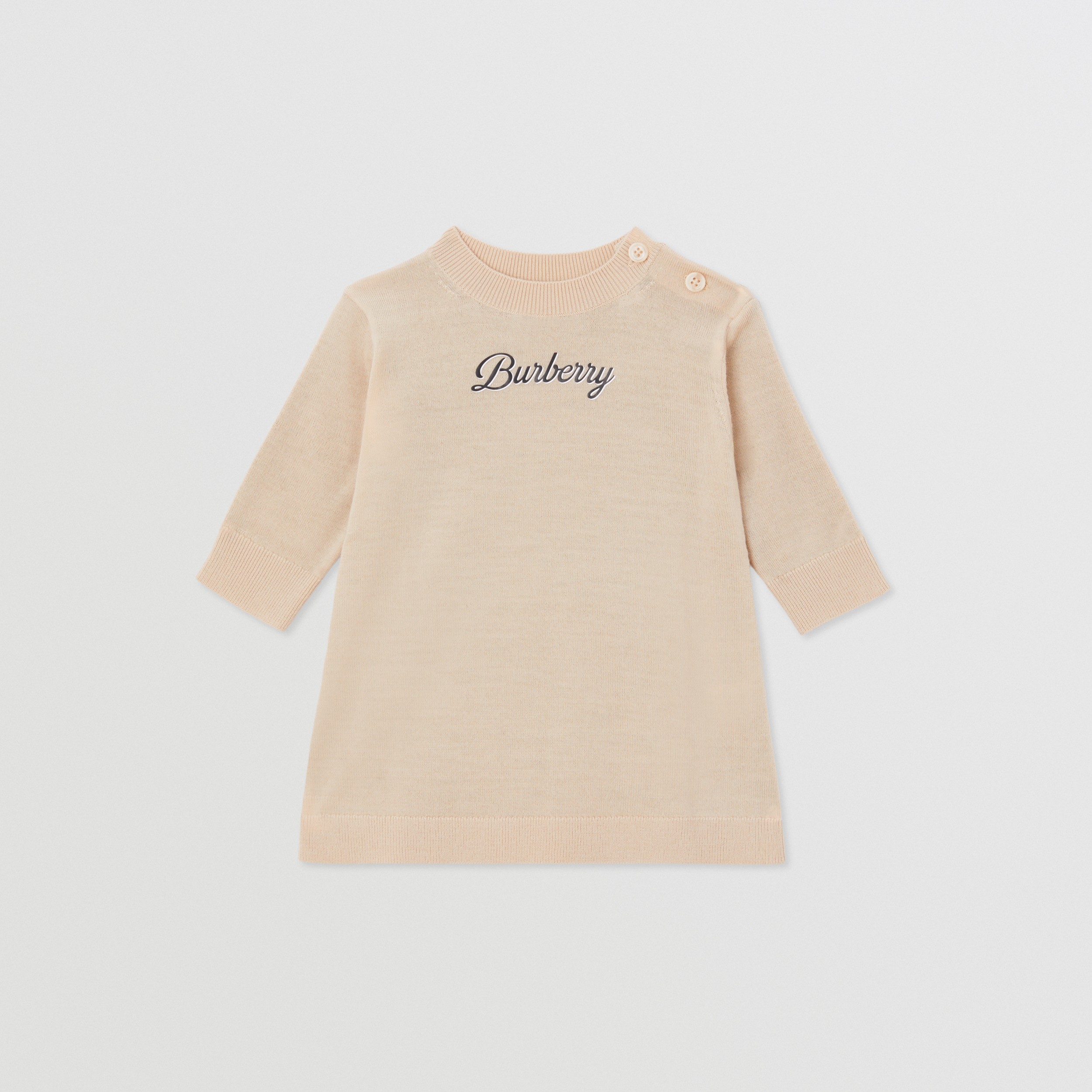 蒙太奇印花双色羊毛连衣裙 (杏仁米色) - 儿童 | Burberry® 博柏利官网 - 1