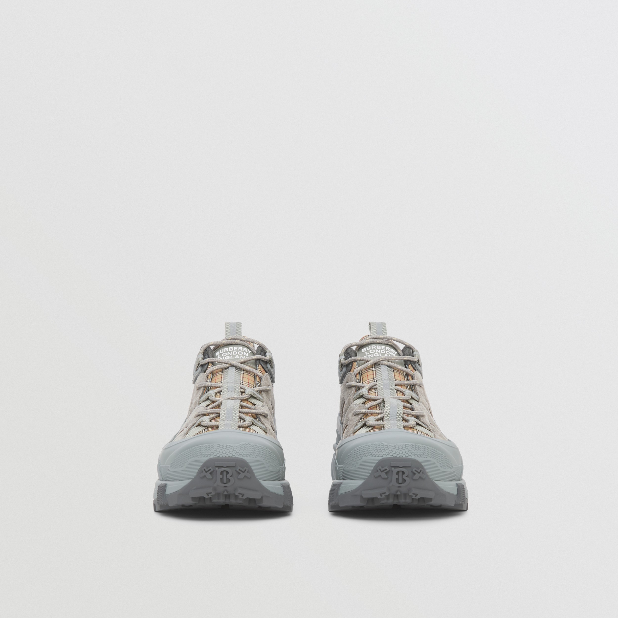 Sneakers Arthur en cuir et cuir velours check (Blanc/gris) - Homme | Site officiel Burberry® - 4