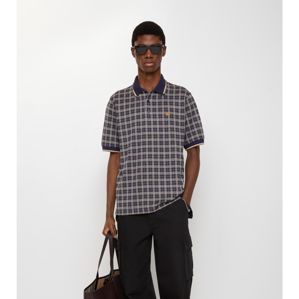  Check Cotton Blend Polo Shirt