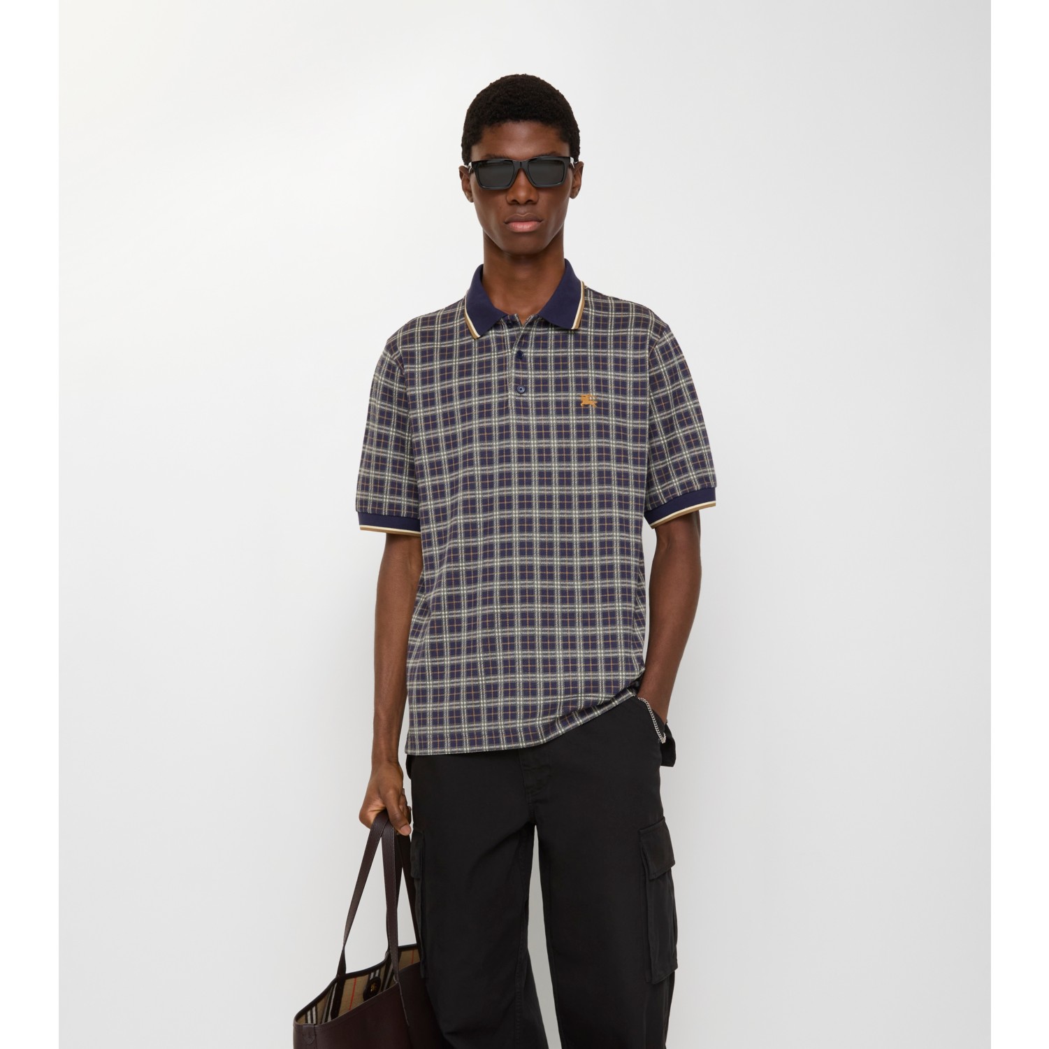 Check Cotton Blend Polo Shirt