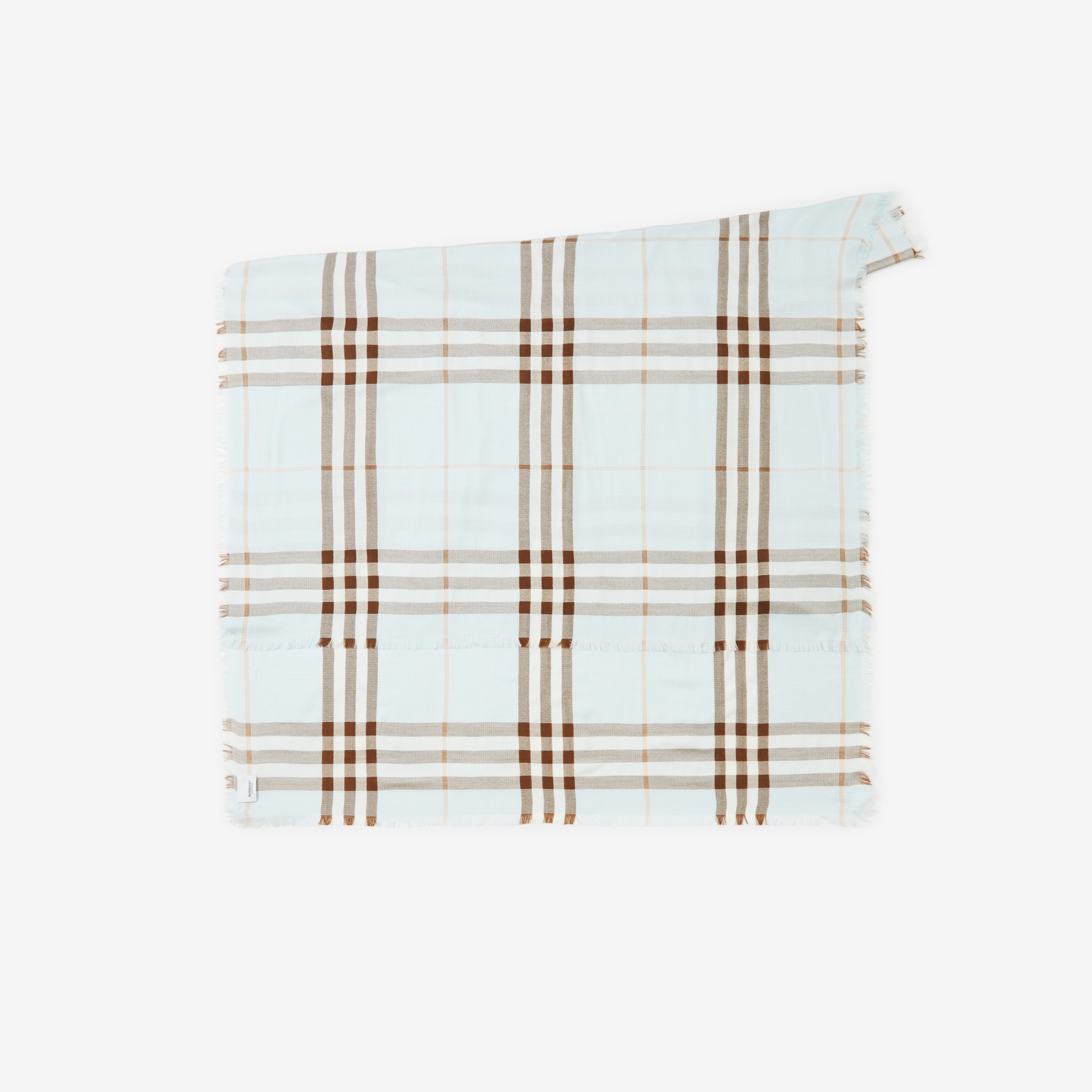 Check Silk Cashmere Scarf in Pale Blue | Burberry® Official - 2
