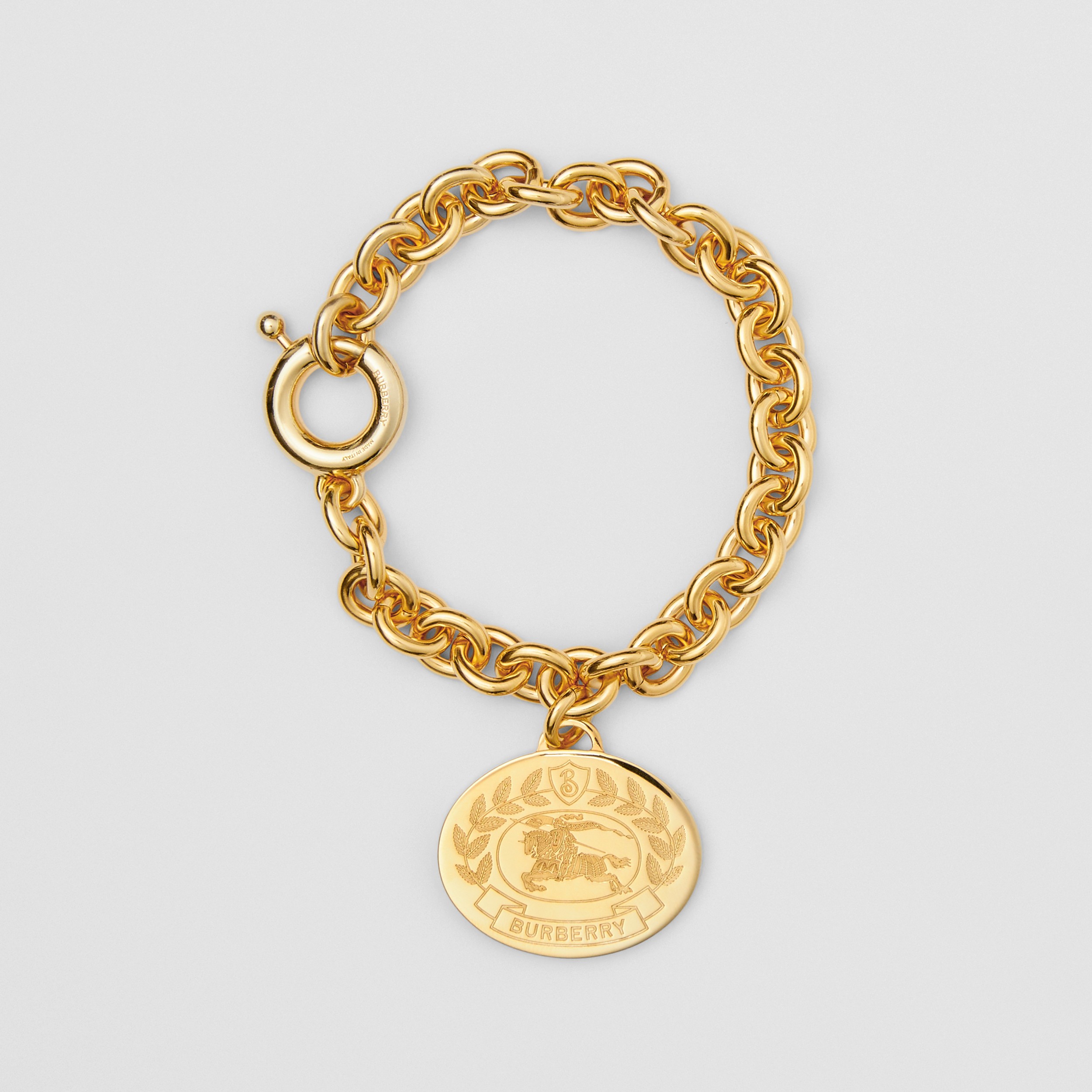 Bracelet à maillons plaqués or avec emblème du Cavalier gravé (Clair) - Femme | Site officiel Burberry® - 1