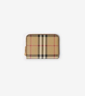 Small Check Zip Wallet in Archive beige/briar brown - Women