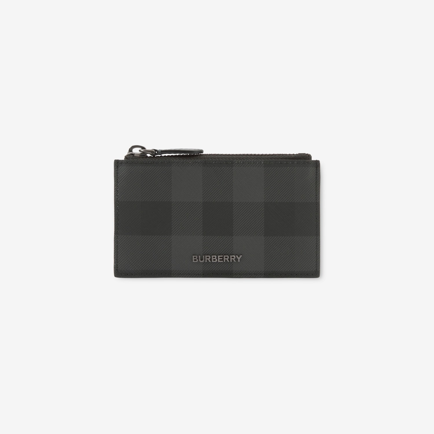 Check Zip Card Case in Charcoal - Men, Canvas | Burberry® Official