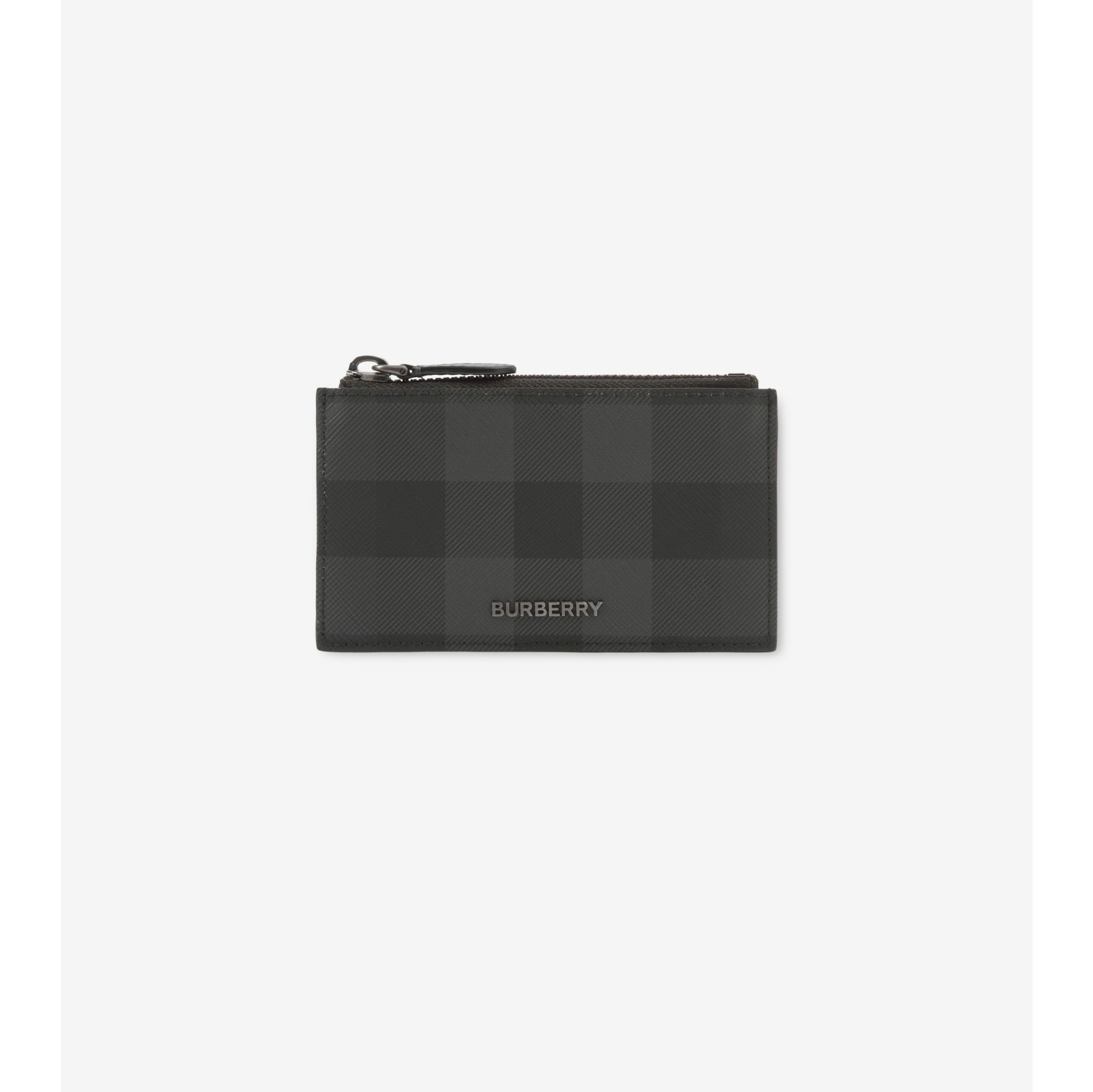 Check Zip Card Case in Charcoal - Men, Canvas | Burberry® Official