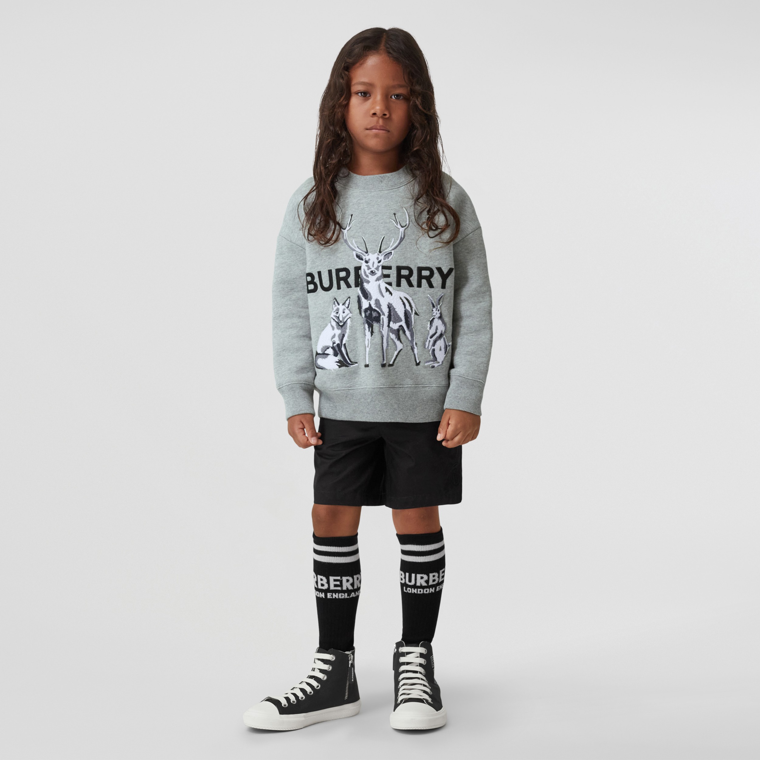 Baumwollsweatshirt mit gesticktem Tiermotiv (Hellgrau Meliert) - Kinder | Burberry® - 3