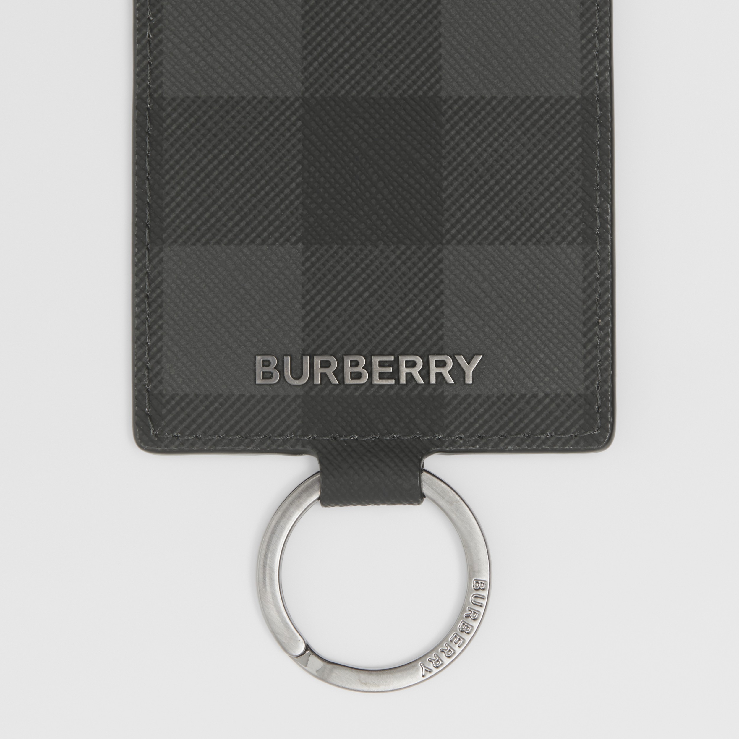 Logo Detail Charcoal Check Card Case Lanyard - Men | Burberry® Official