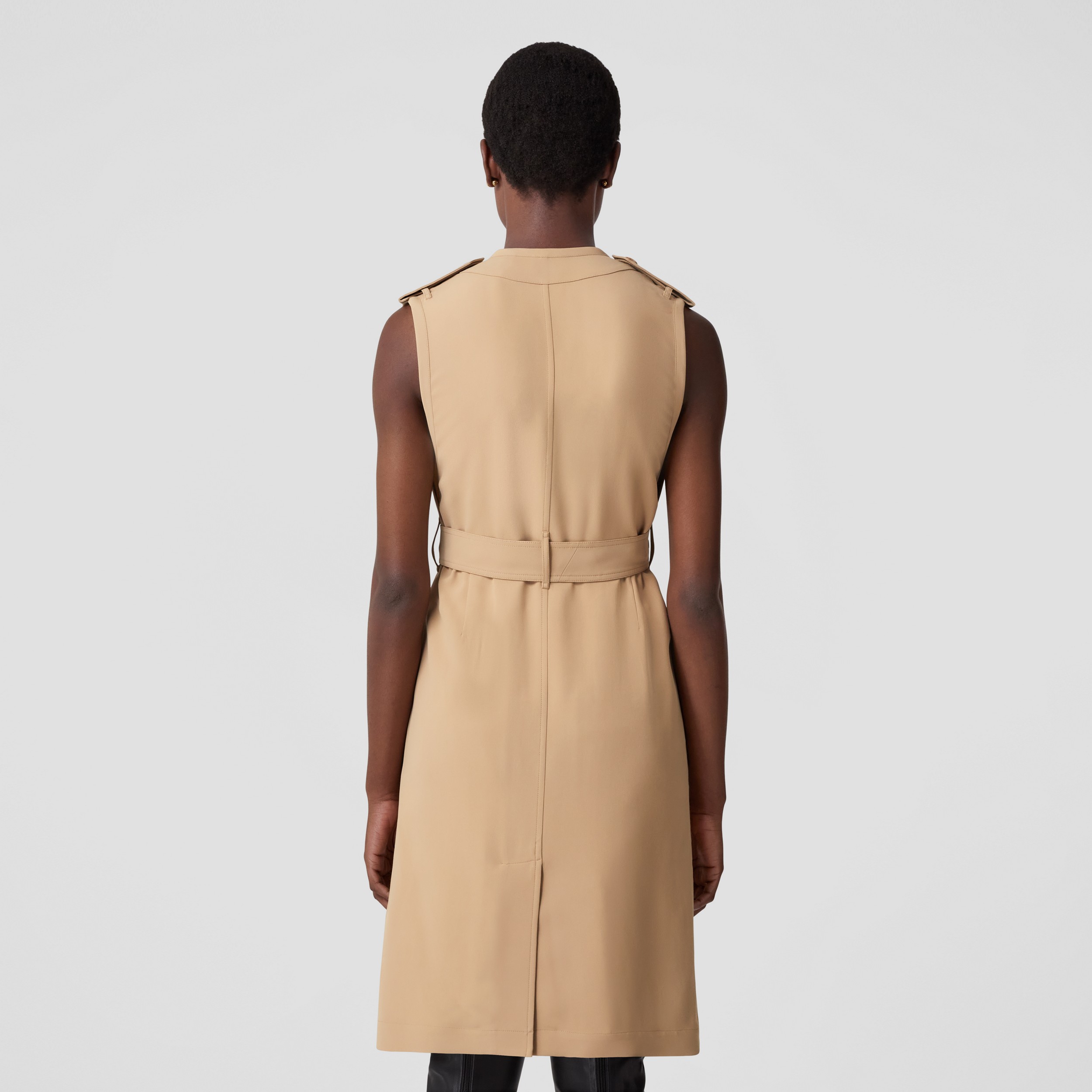 Sleeveless Viscose V-neck Trench Dress in Soft Fawn - Women | Burberry® Official - 3