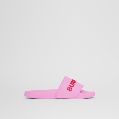 pink burberry slides