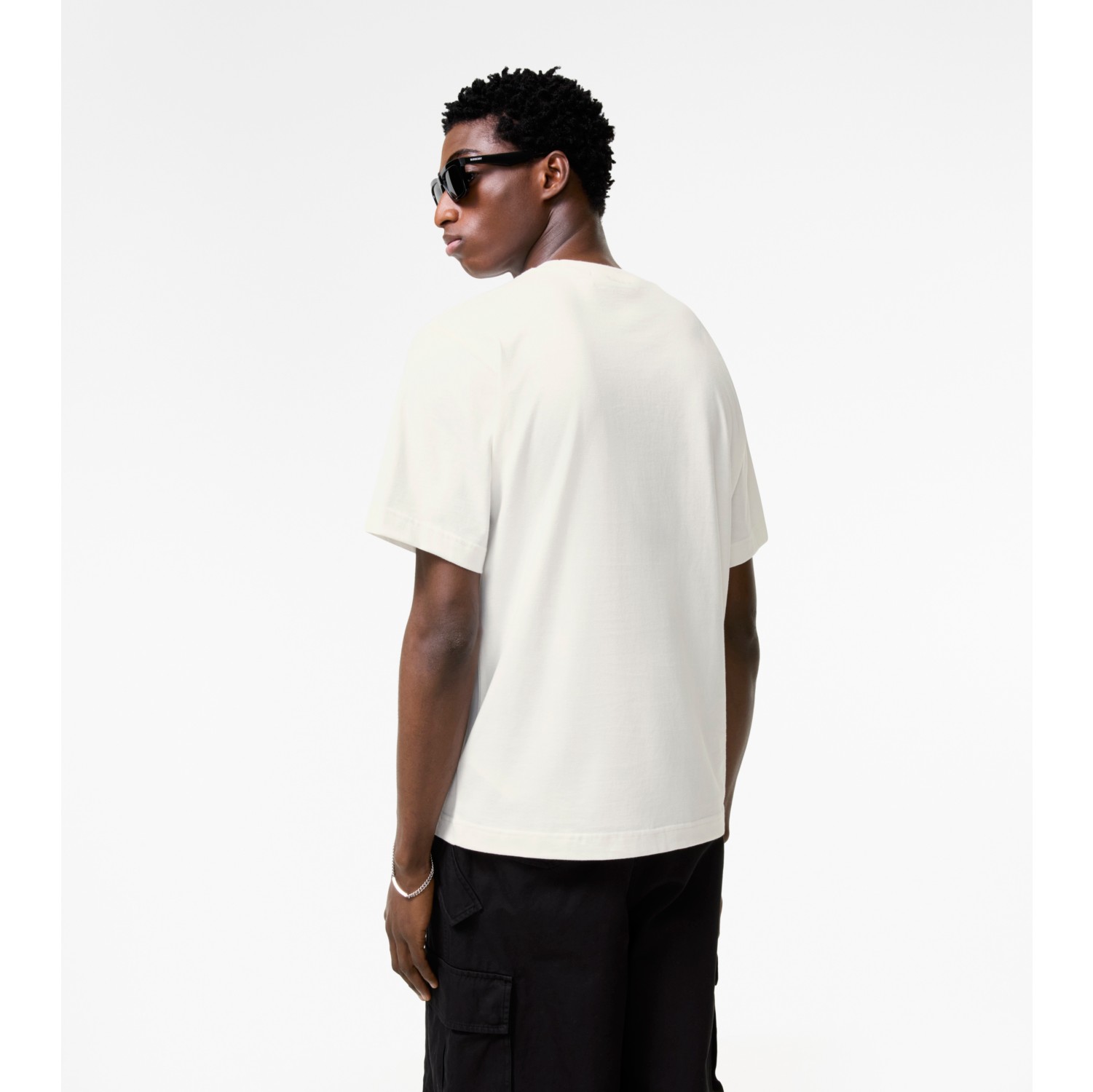 Check Flag Cotton T-shirt in Chalk white - Men | Burberry® Official