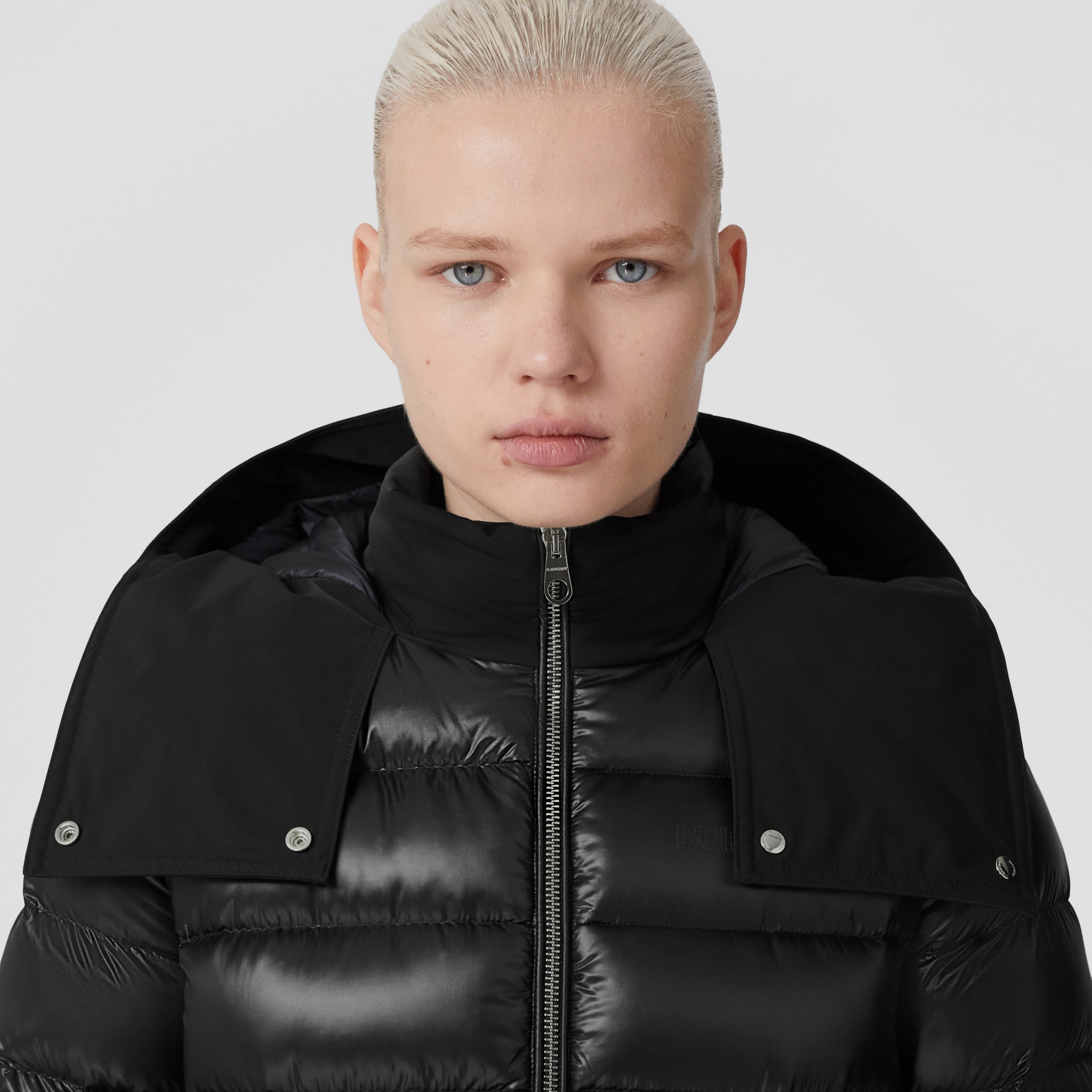 Contrast Hood Nylon Puffer Coat in Black - Women | Burberry® Official - 2