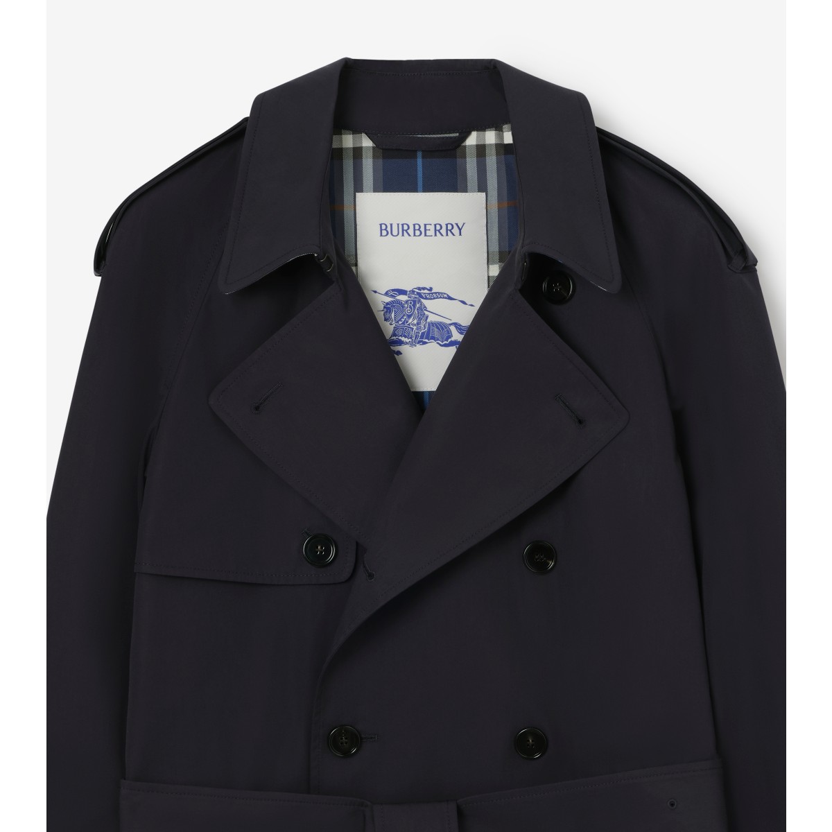  Check Short Lightweight Trench Coat