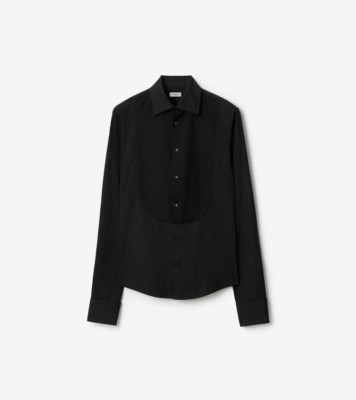 Slim Fit Cotton Tuxedo Shirt in Black - Men | Burberry® Official
