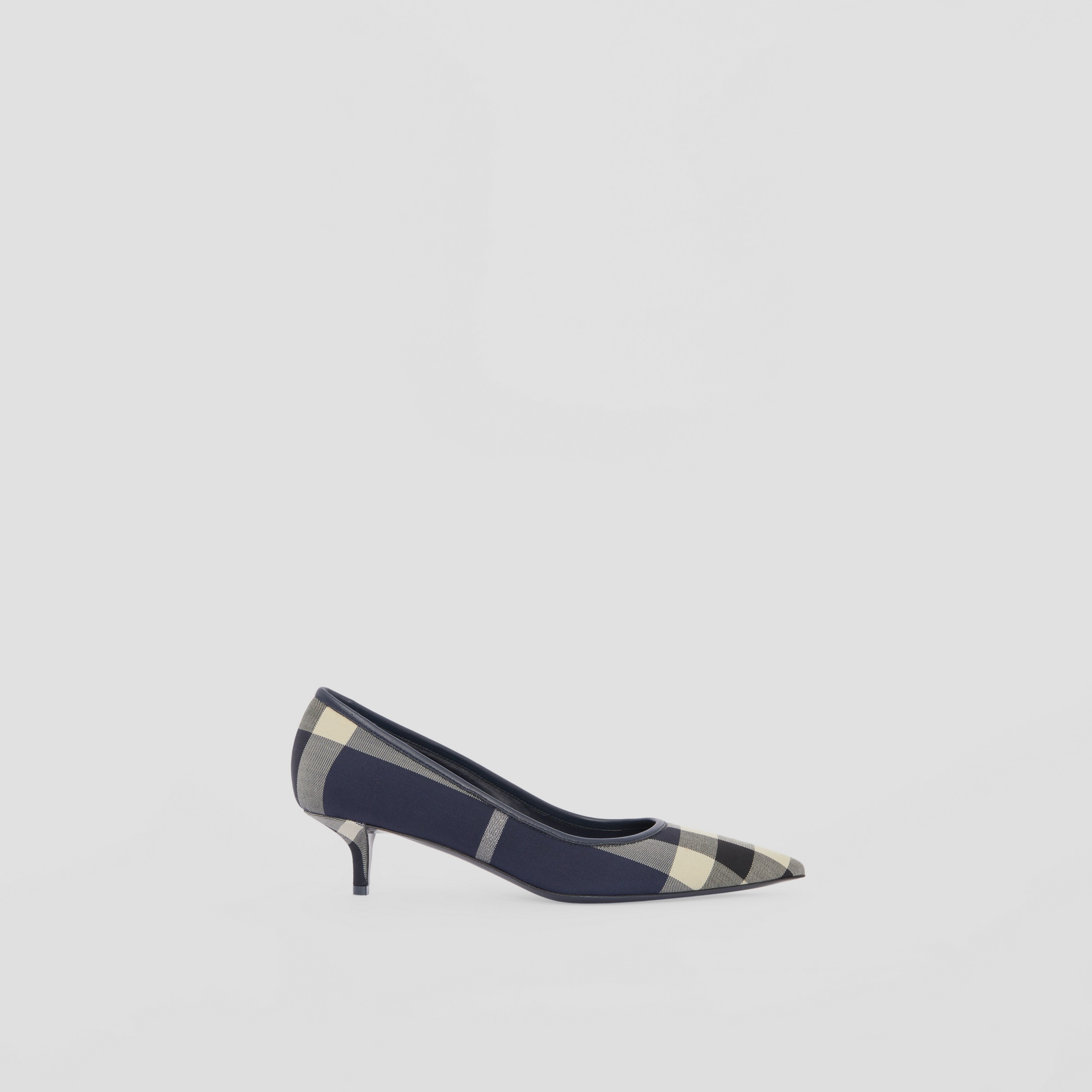 Check Wool Kitten-heel Point-toe Pumps – Exclusive Capsule Collection in Silver/dark Charcoal Blue - Women | Burberry® Official - 1