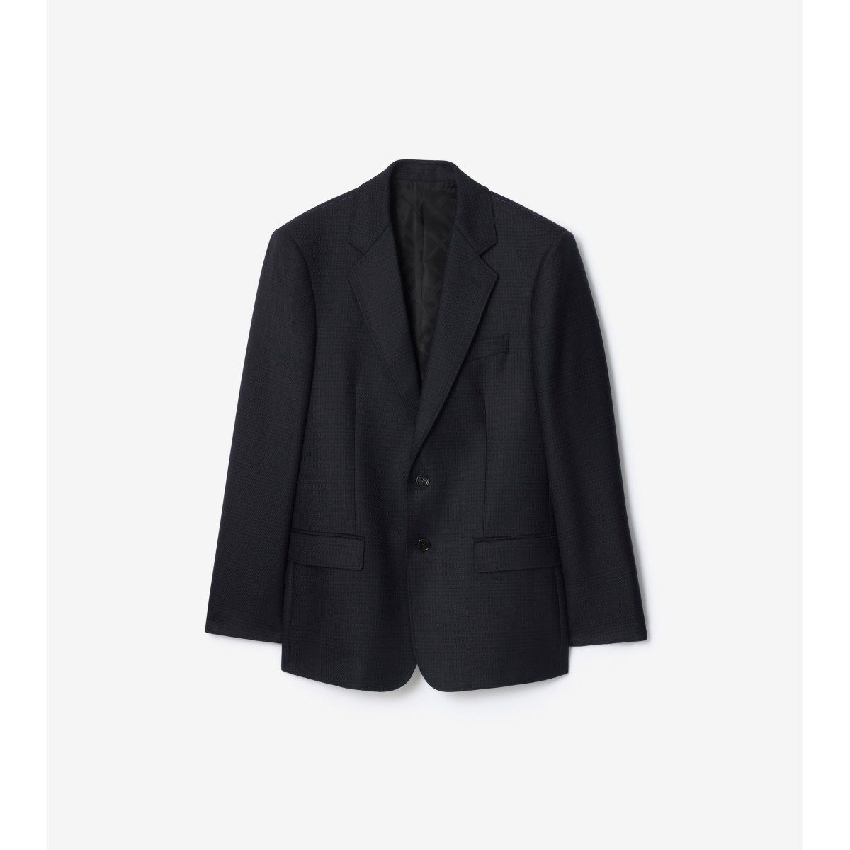 Burberry Check Wool Tailored Jacket In Black