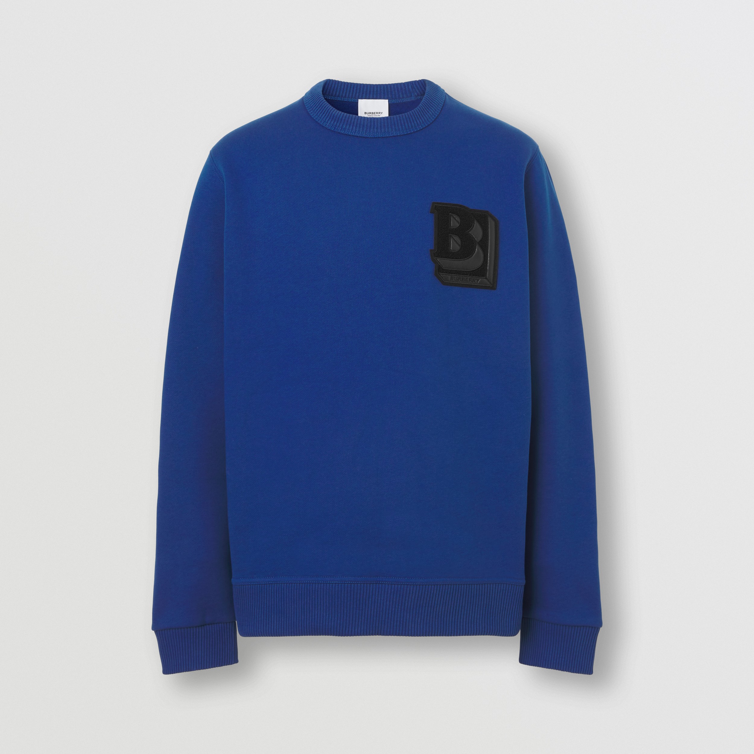 Letter Graphic Cotton Blend Sweatshirt in Oceanic Blue - Men | Burberry® Official - 4