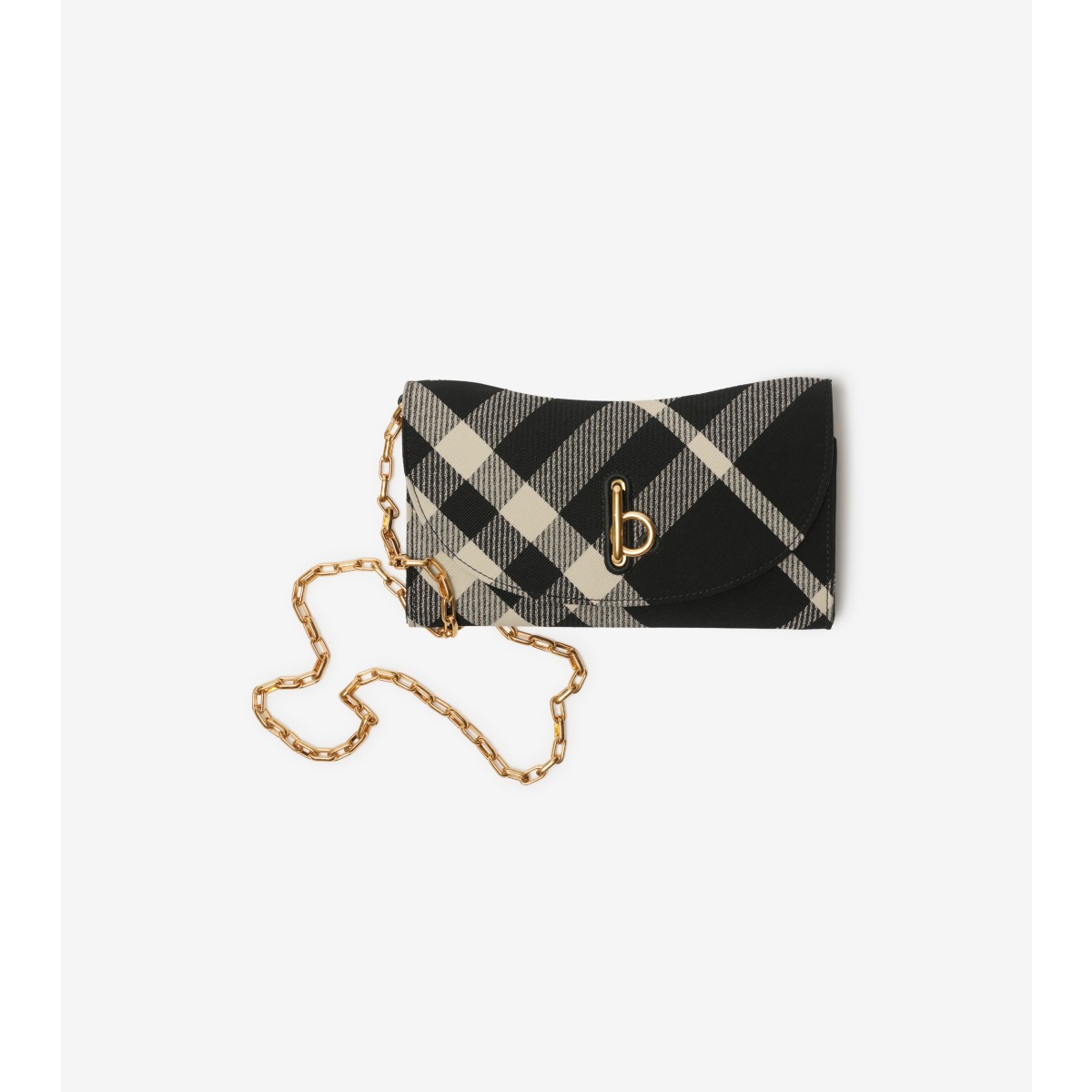 Burberry Rocking Horse Chain Strap Wallet In Black/calico