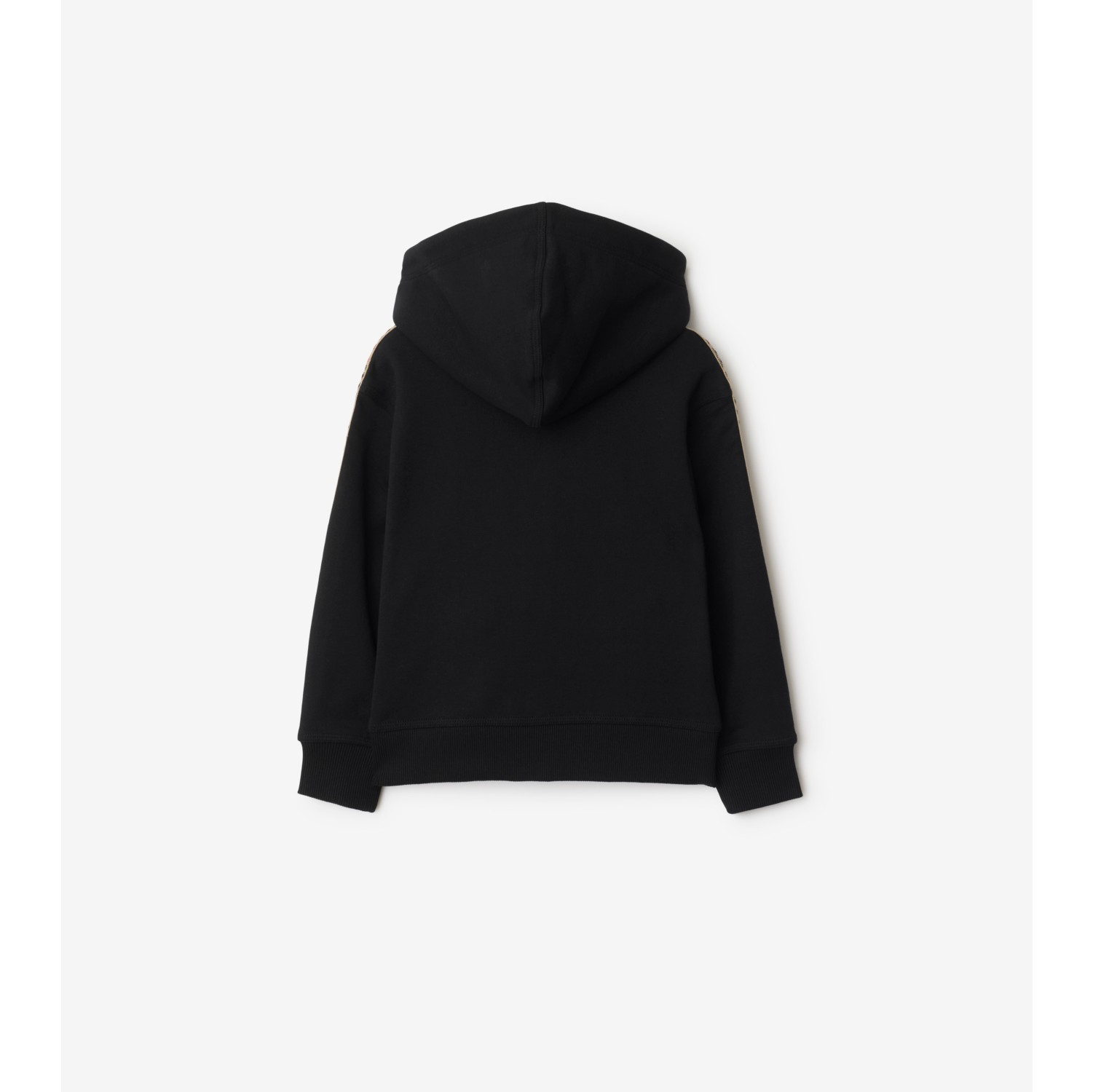 Check Trim Cotton Zip Hoodie