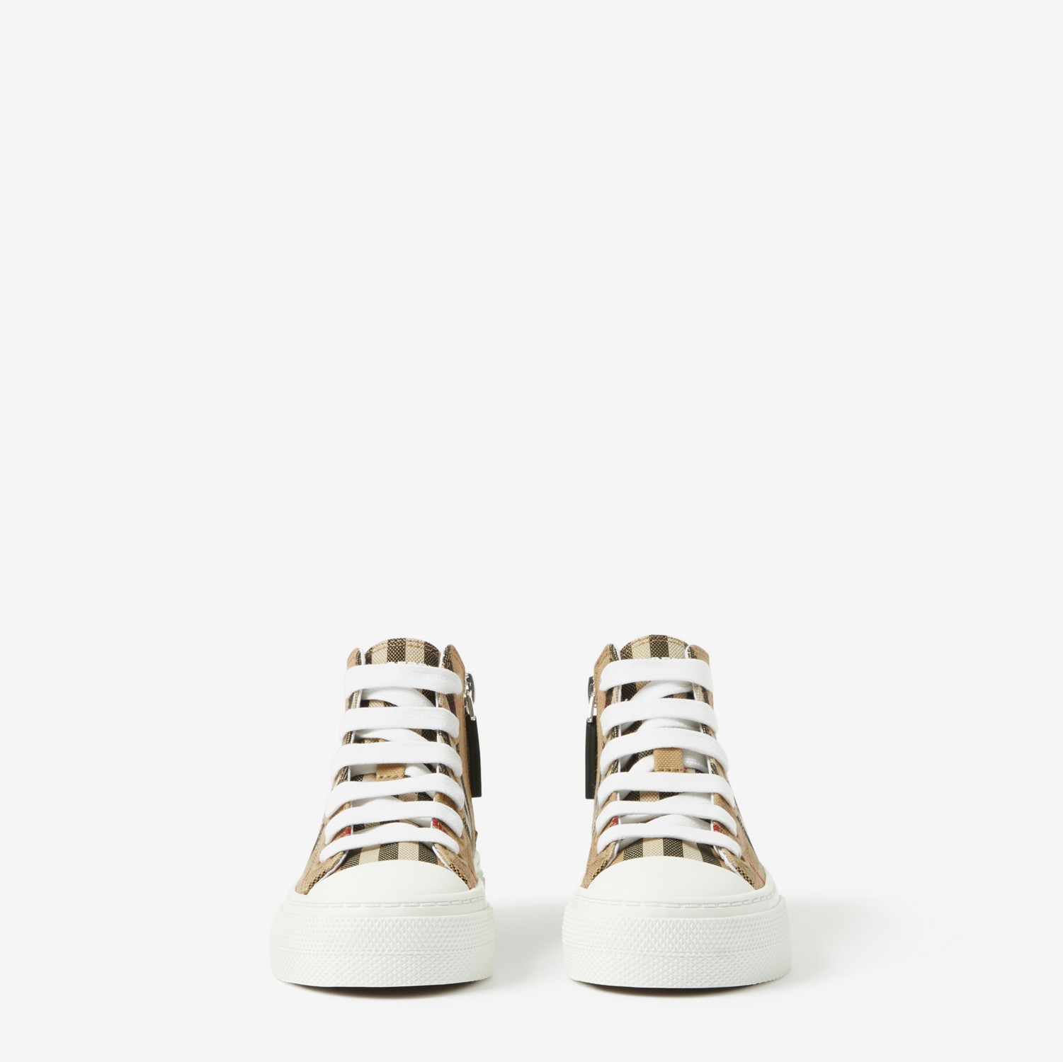 Check Cotton High-top Sneakers in Archive Beige - Children | Burberry® Official