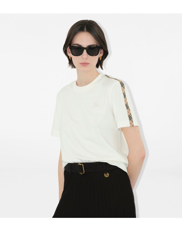 Check Trim Cotton T-shirt
