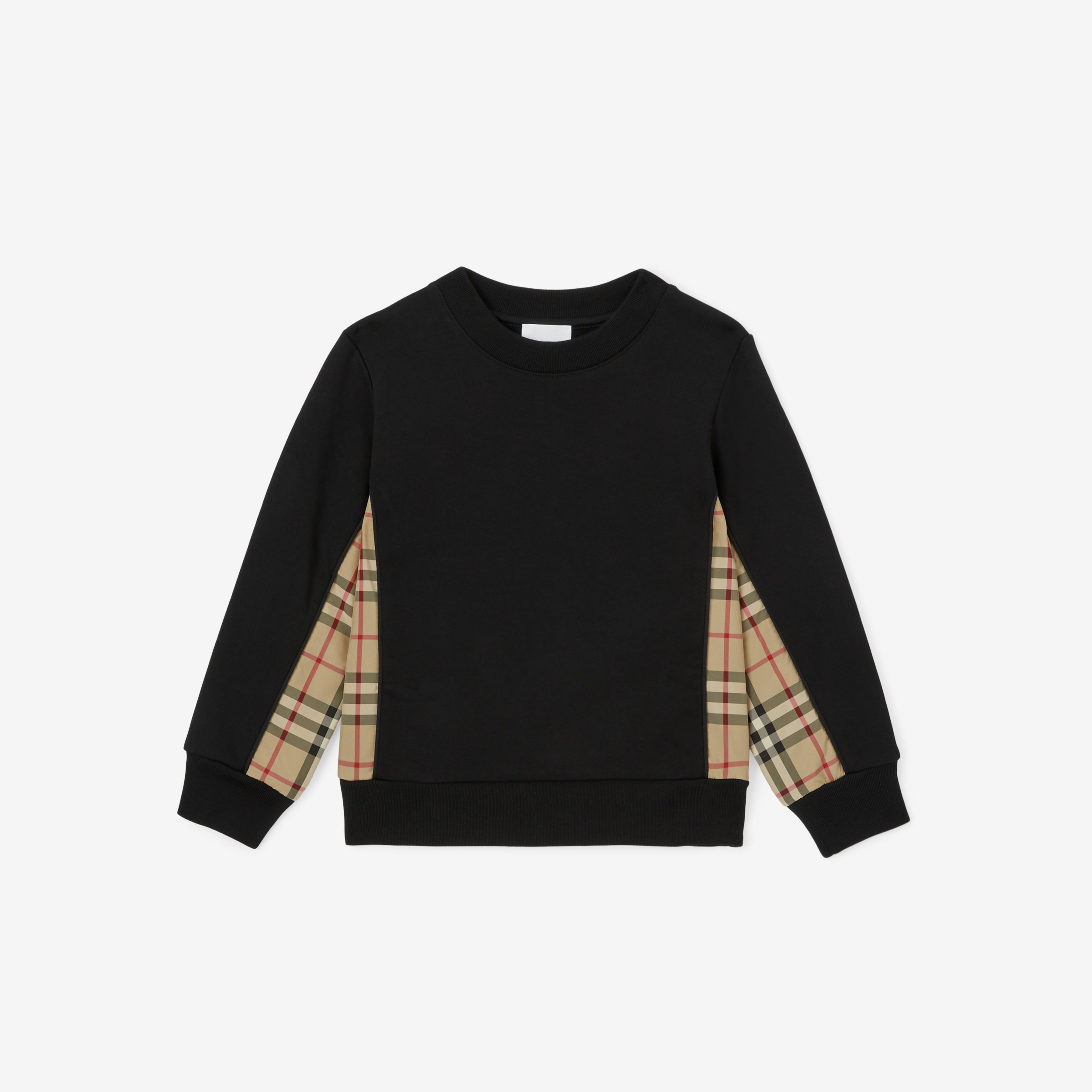 빈티지 체크 패널 코튼 스웨트셔츠 (블랙) | Burberry® - 1