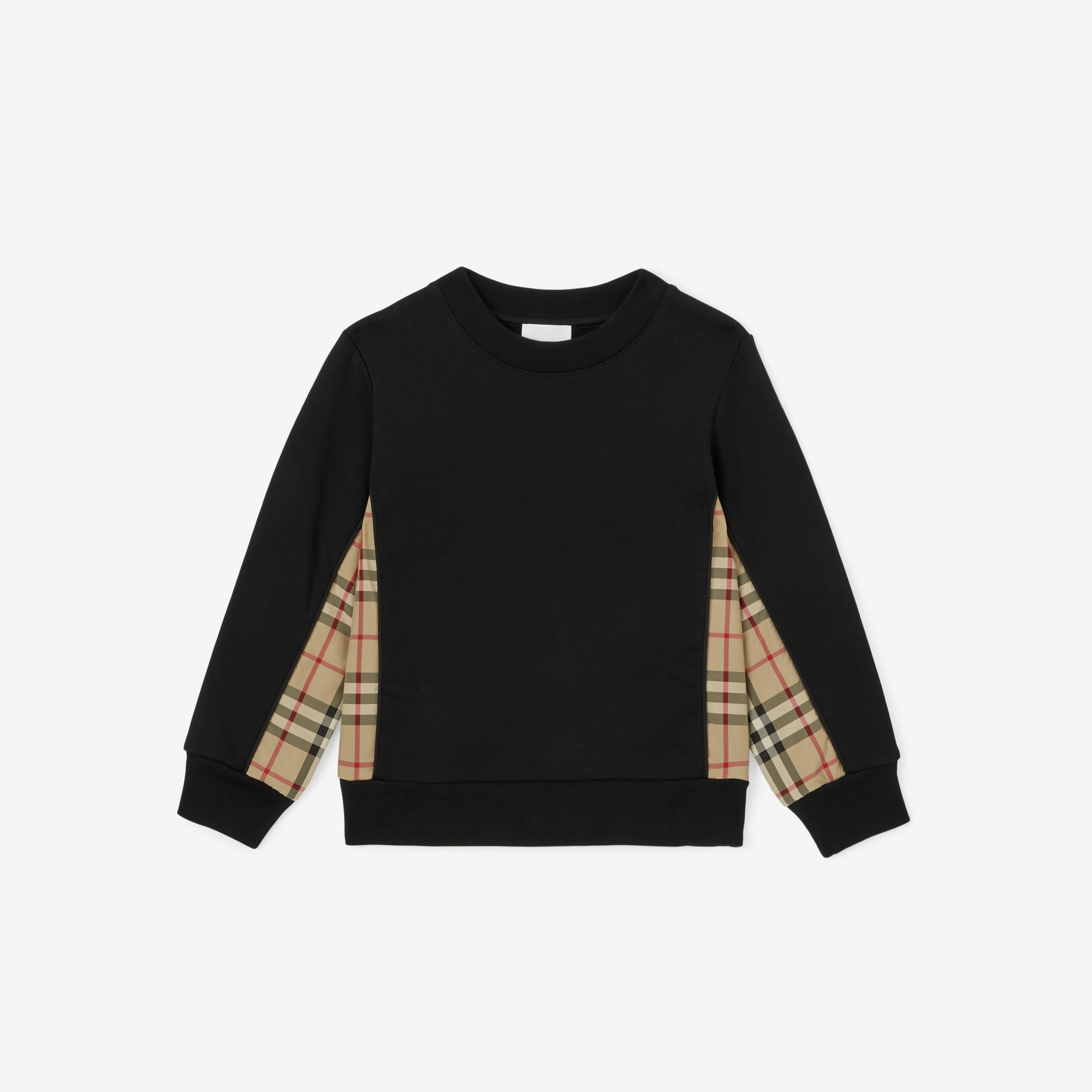 Vintage Check Panel Cotton Sweatshirt in Black | Burberry® Official