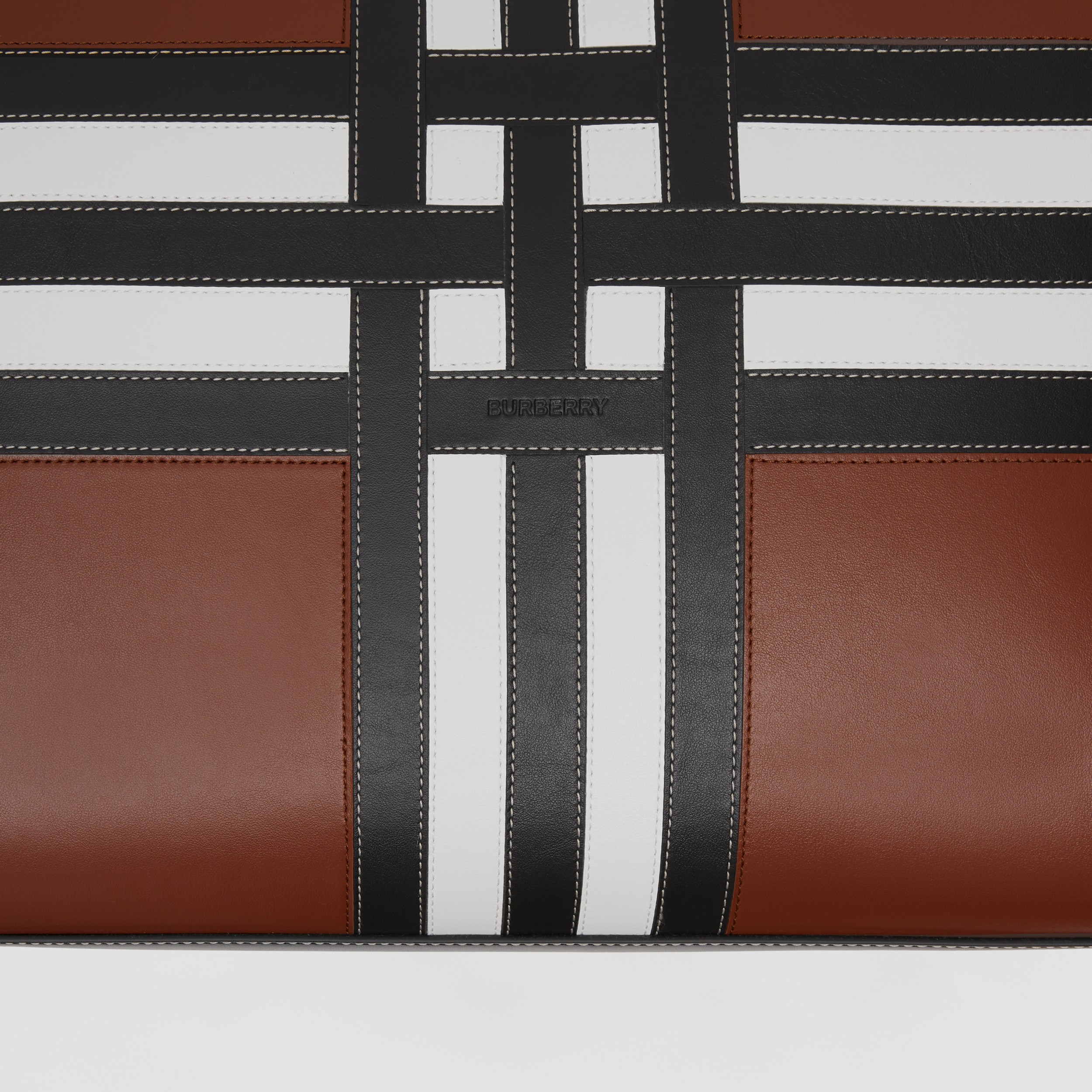 Exaggerated Check Leather Tote (Tan) - Homens | Burberry® oficial - 2