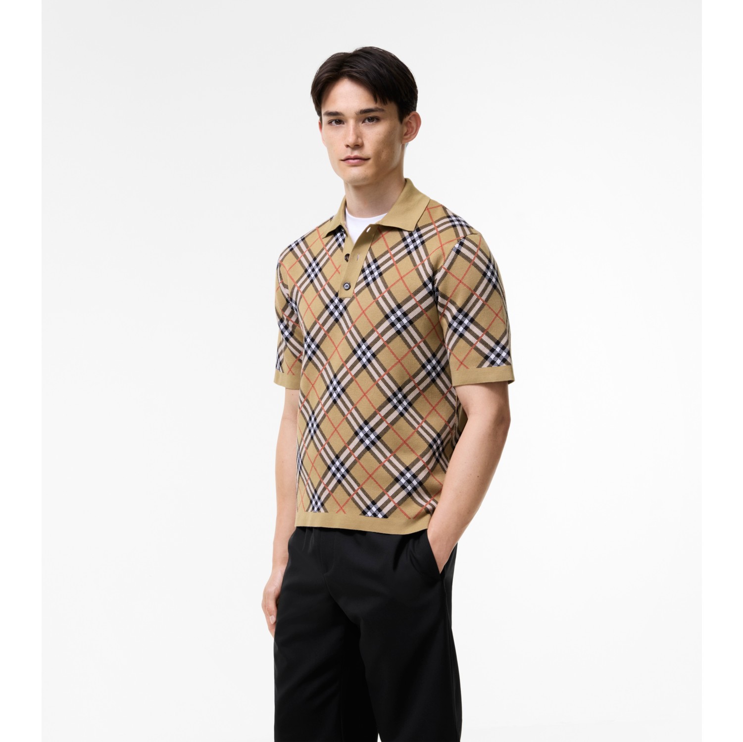 Check Cotton Blend Polo Shirt