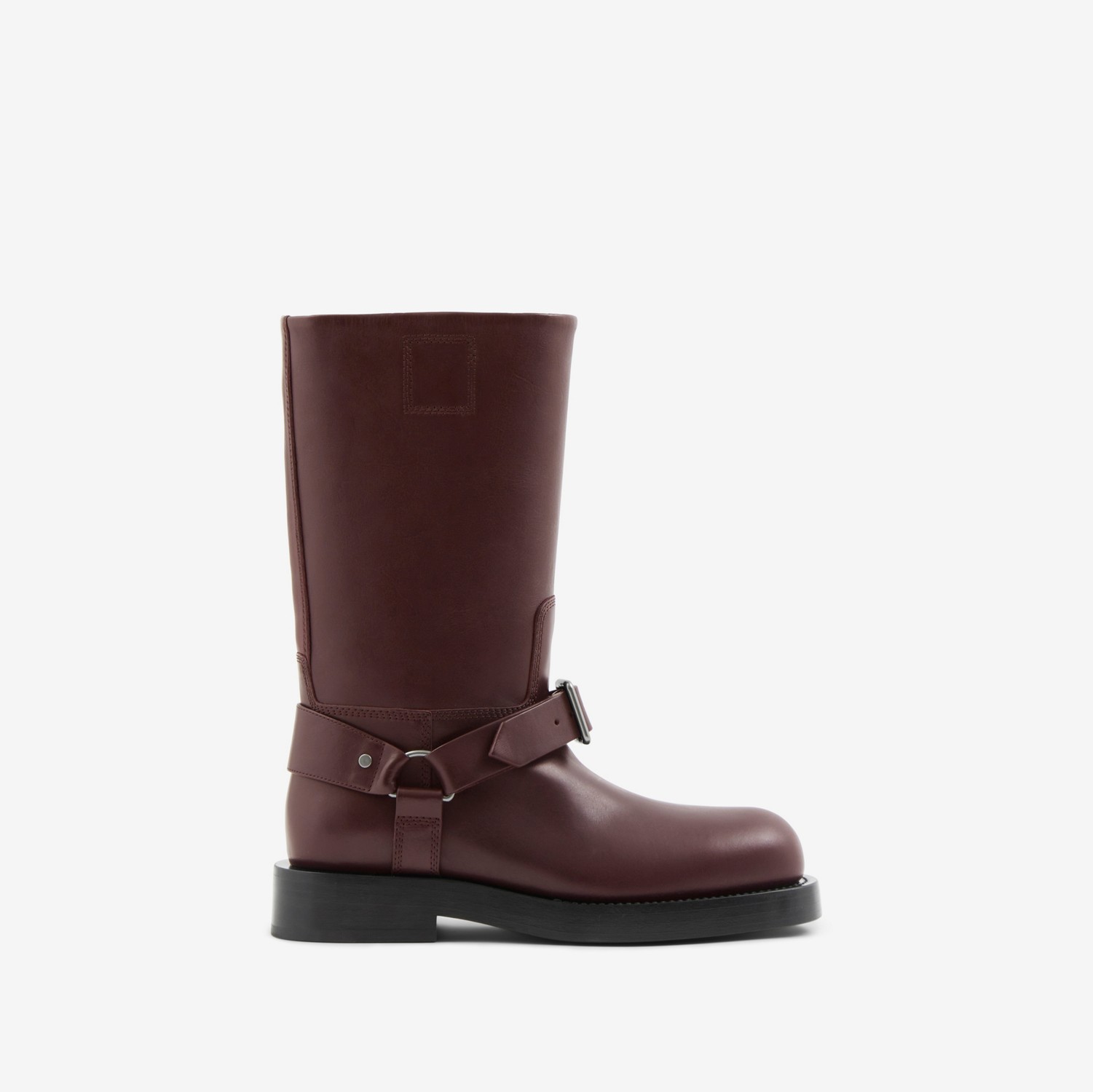 Leather Saddle Low Boots in Aubergine - Women | Burberry® Official