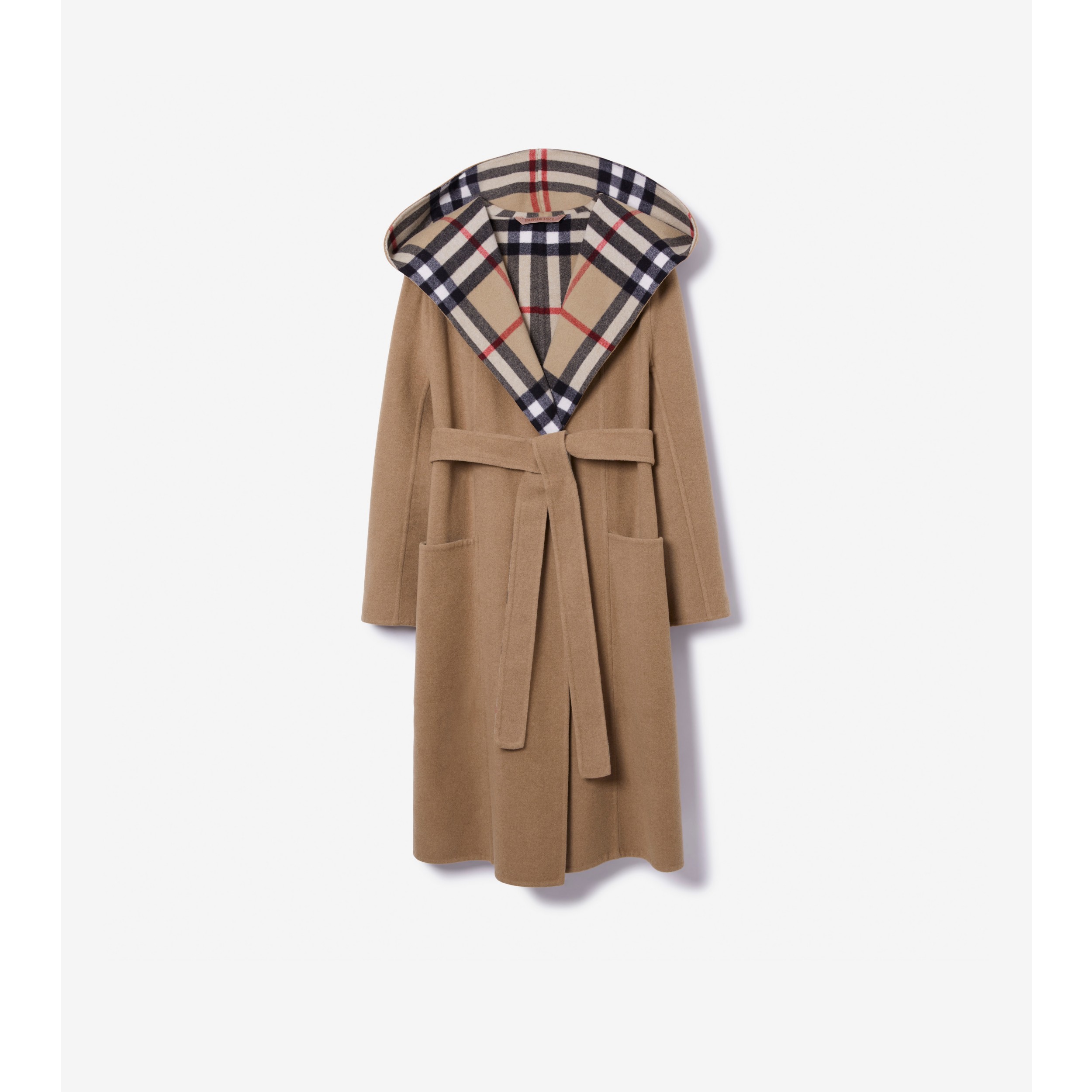 Indvandring Beundringsværdig brugerdefinerede Wool Hooded Wrap Coat in Archive Beige - Women | Burberry® Official