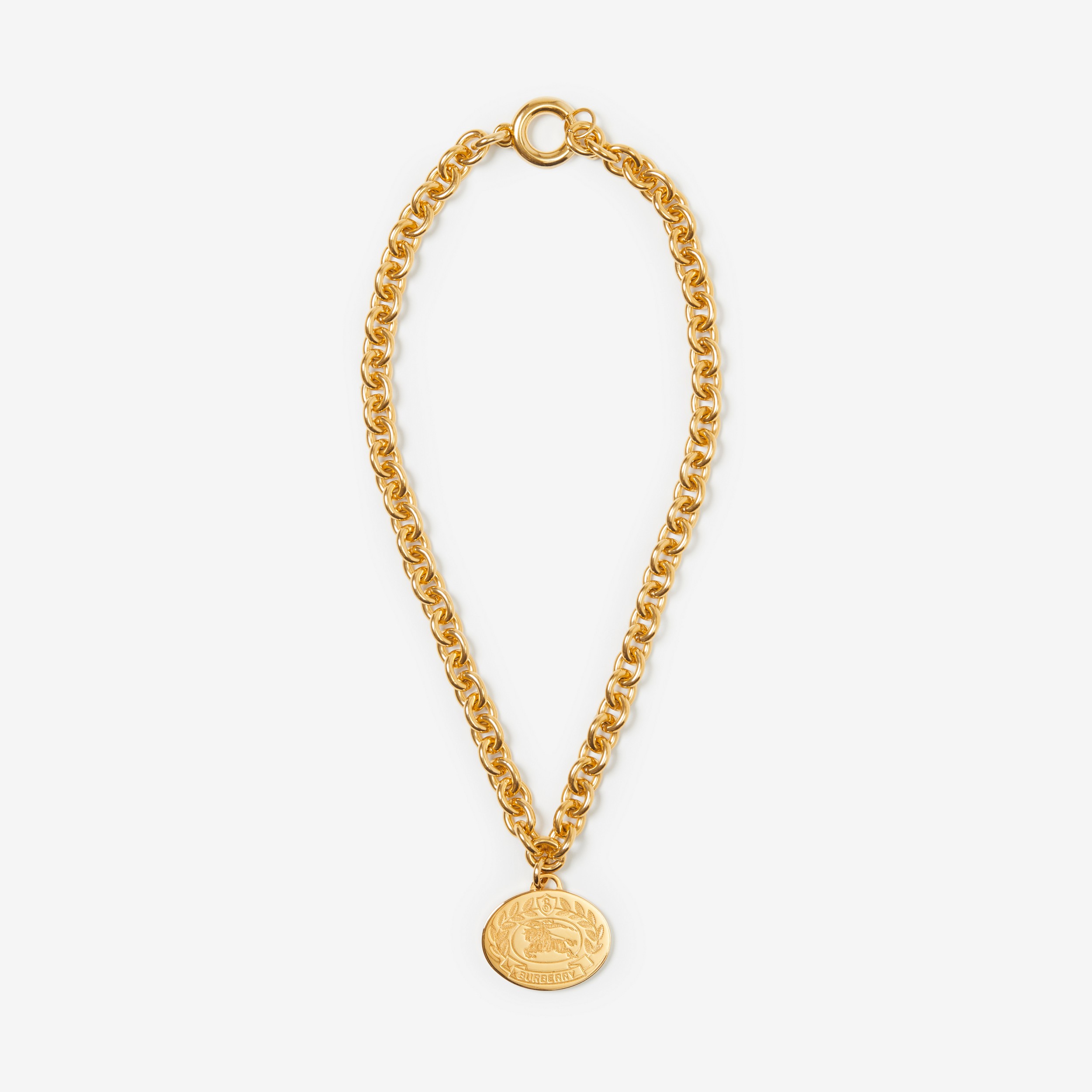 Engraved EKD Gold-plated Chain-link Necklace in Light - Women | Burberry® Official - 1