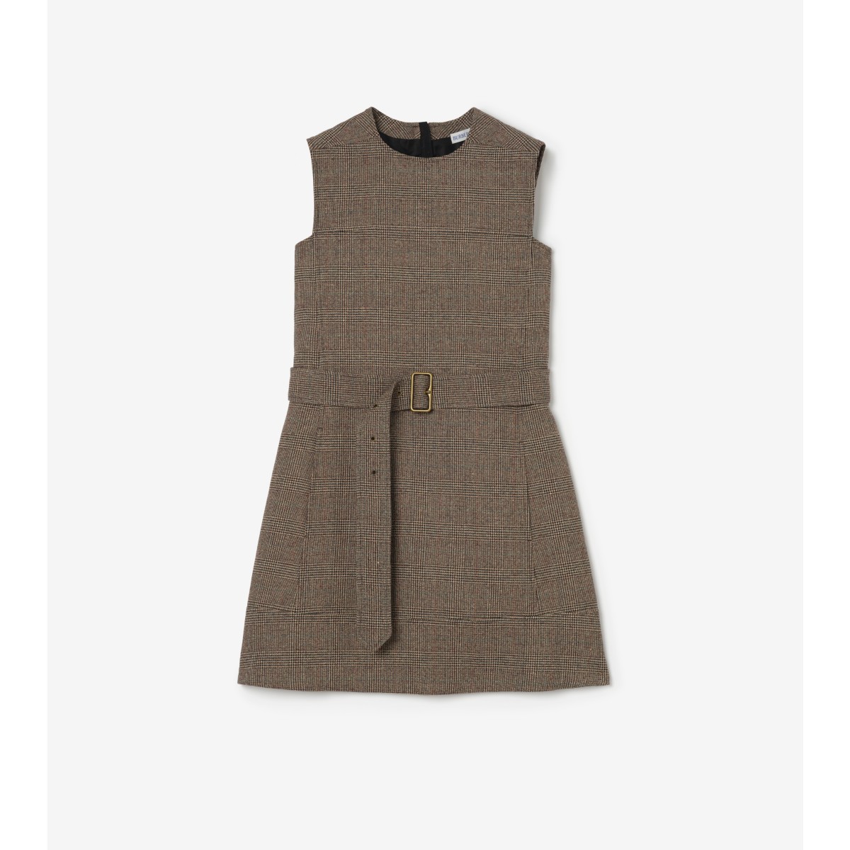  Check Wool Linen Blend Dress