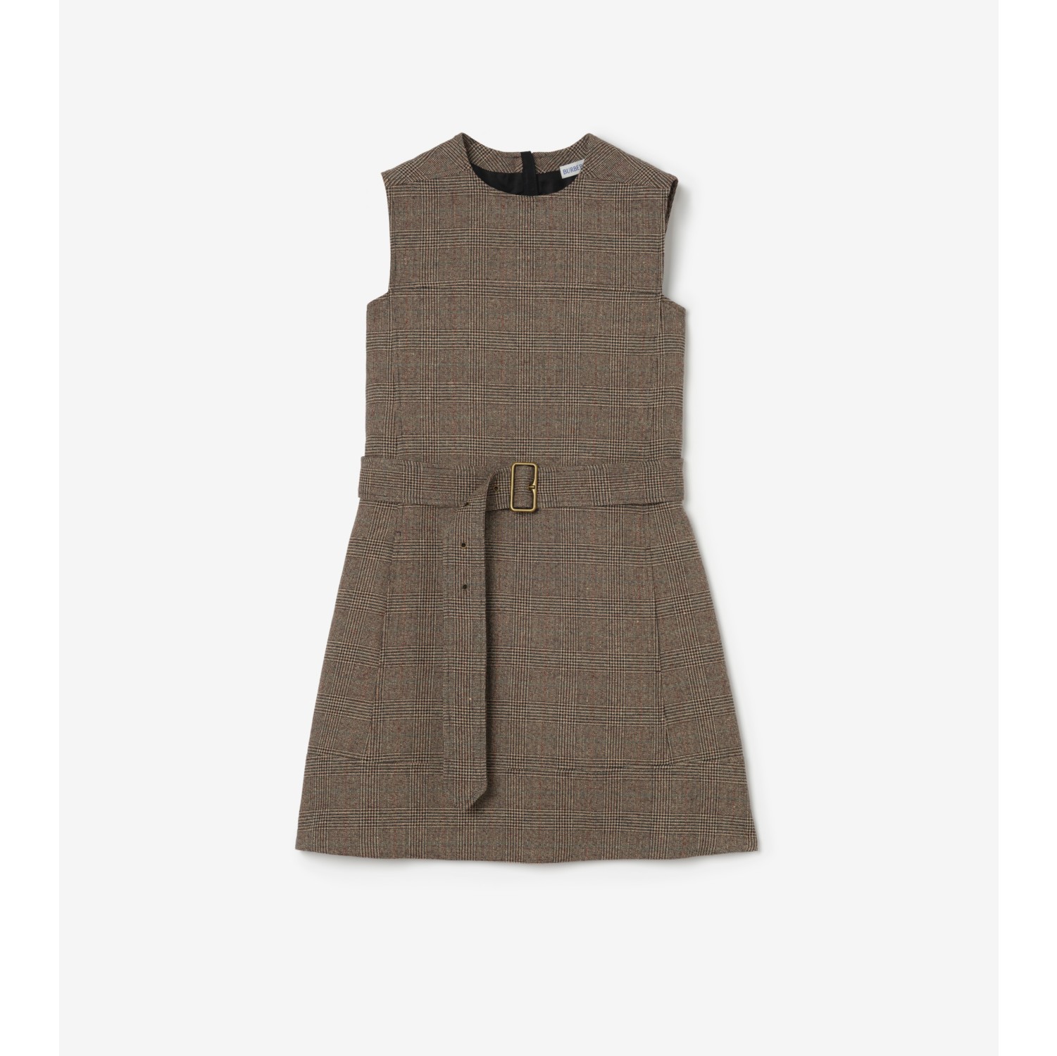 Check Wool Linen Blend Dress