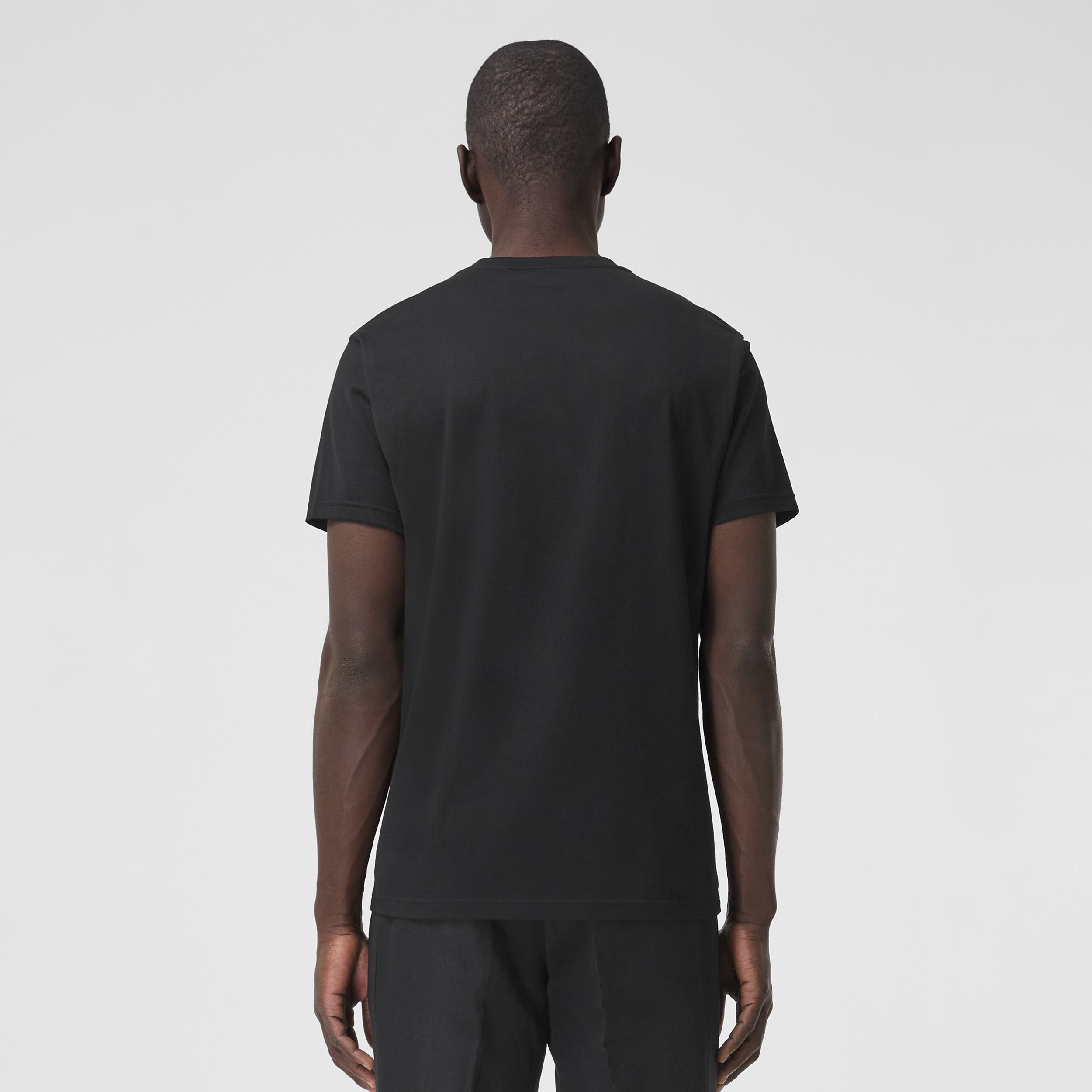 Monogram Motif Cotton V-neck T-shirt in Black - Men | Burberry® Official